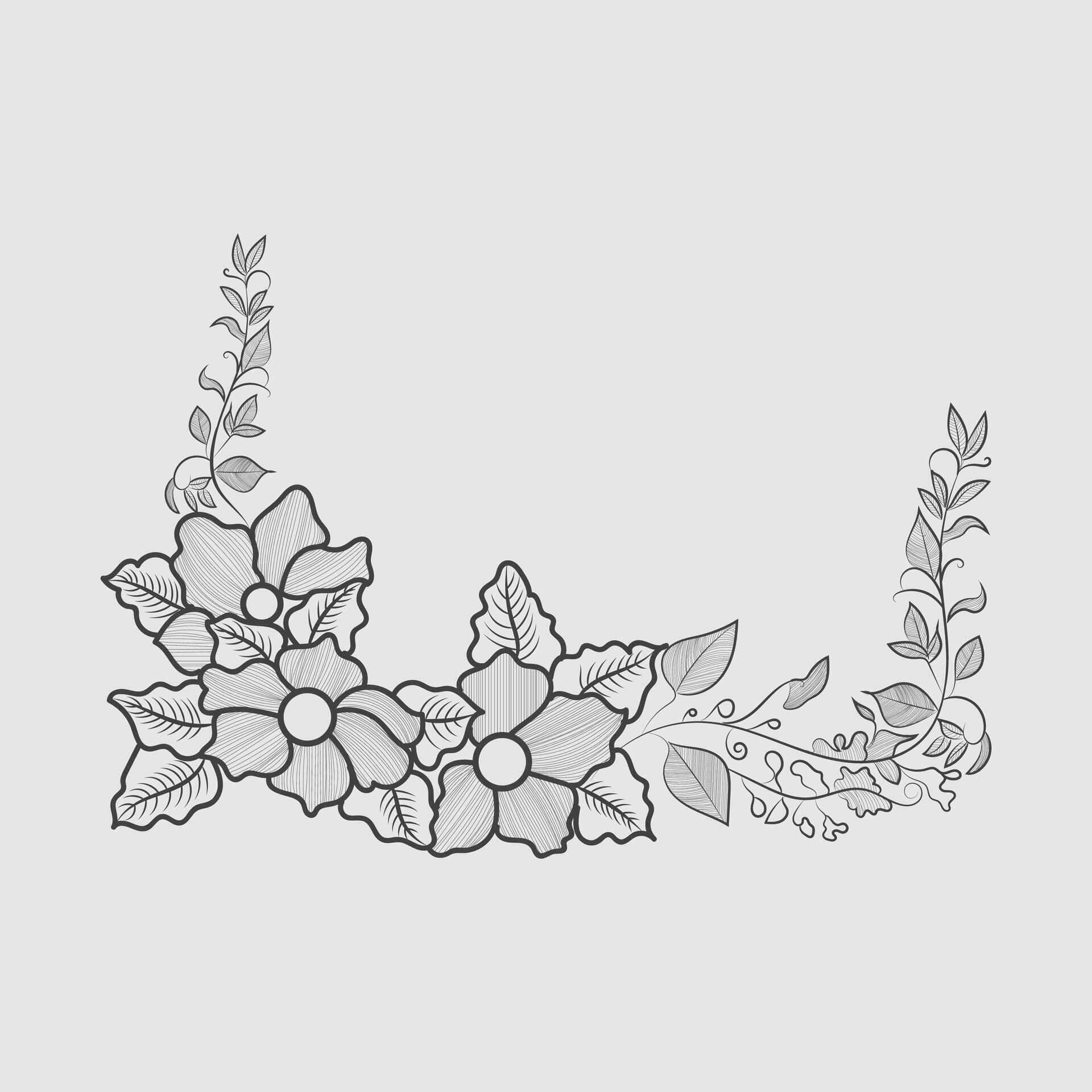 Hand draw floral flower outline illustration design Stock Free