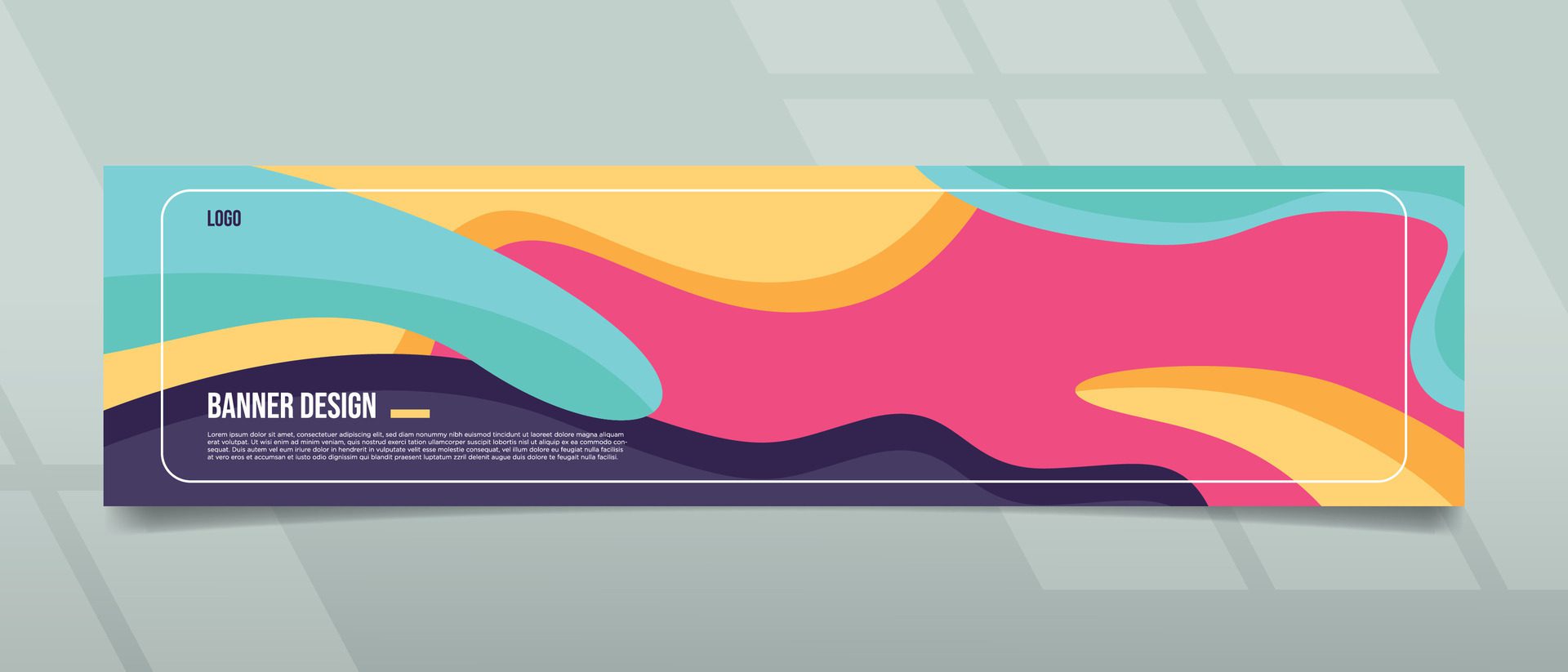 Abstract Wavy Art Banner Design Free Vector