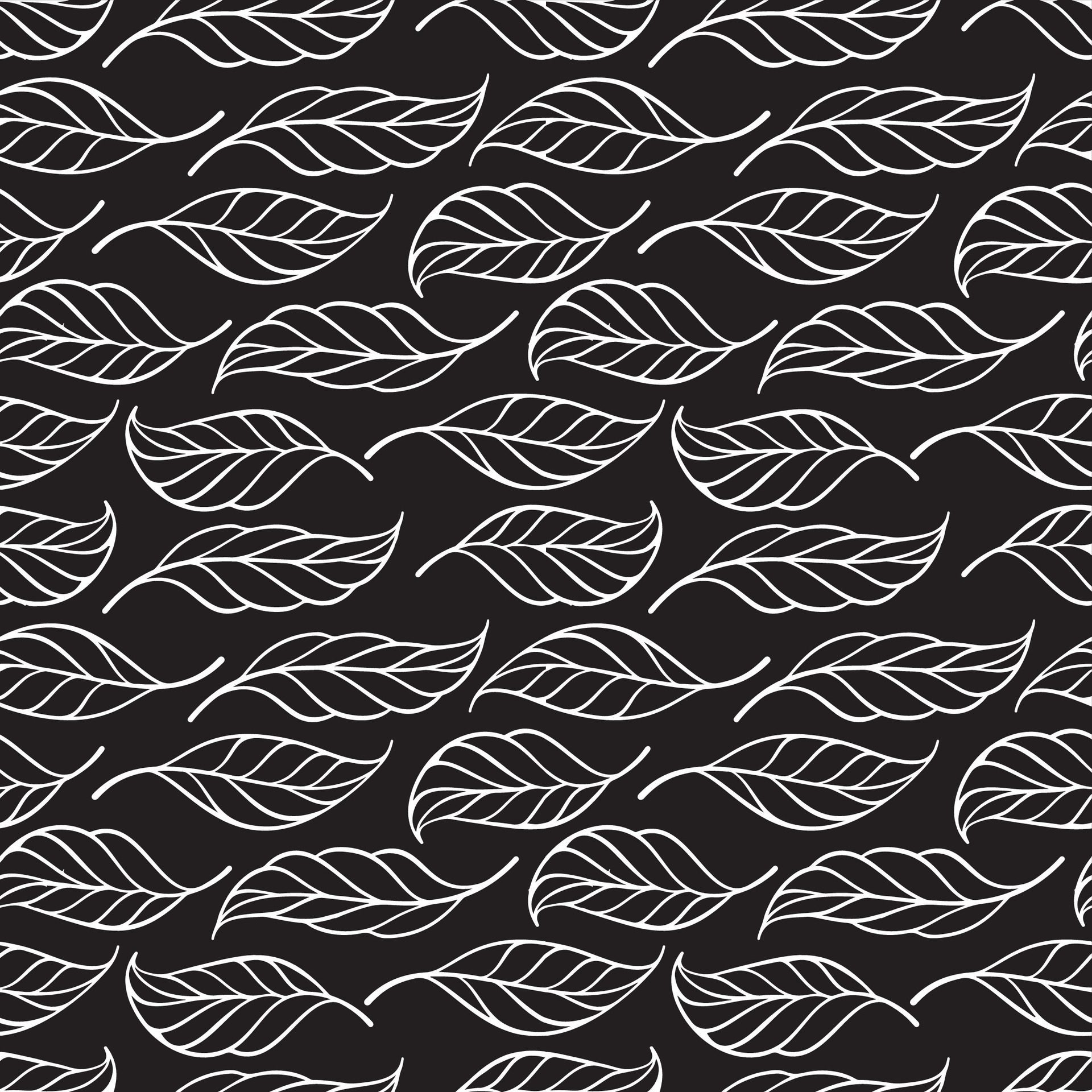 Black and white leaves seamless pattern Free Vector