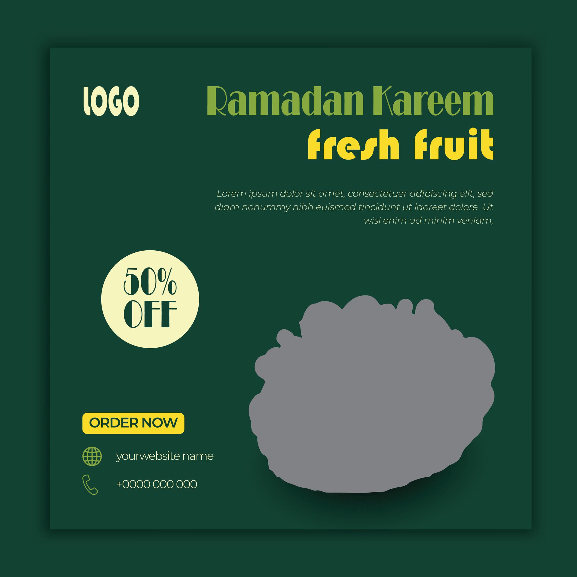 Ramadan Kareem fresh fruit social media post banner template Free Vector