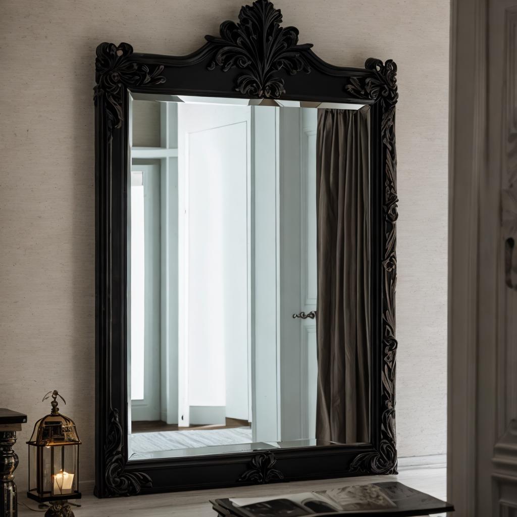 Mirror in dark house by @ai_generated