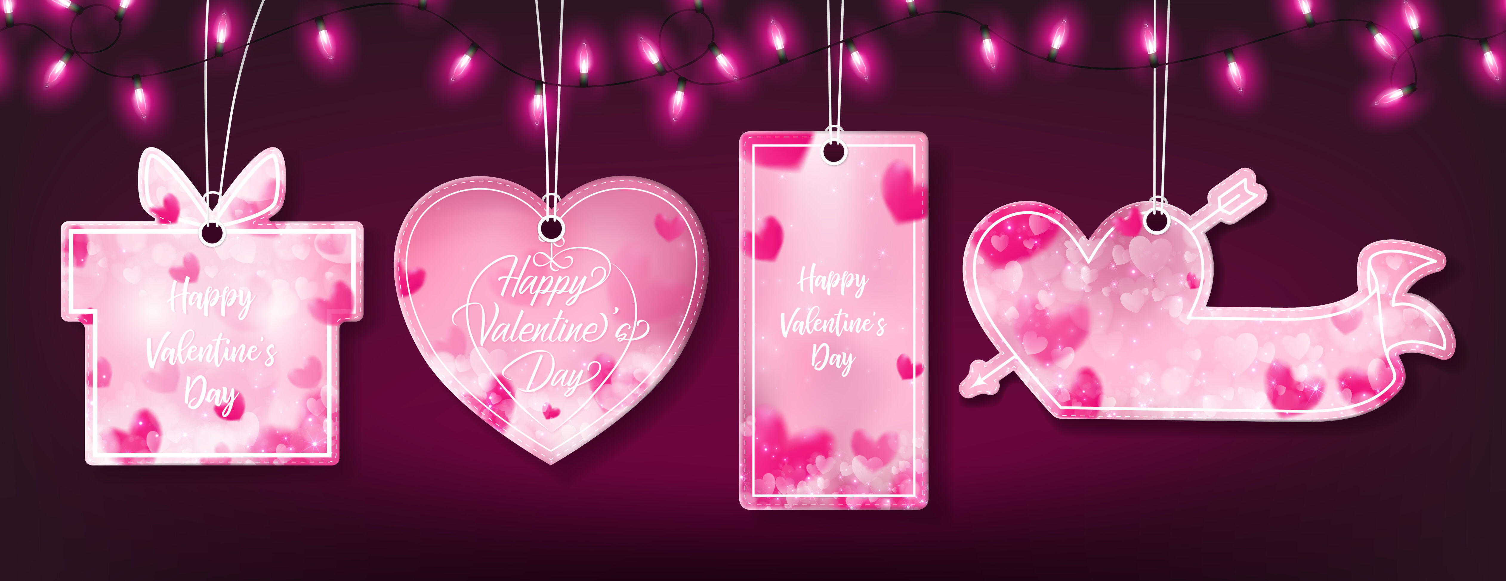 Four banners of valentine’s day templates Free Vector