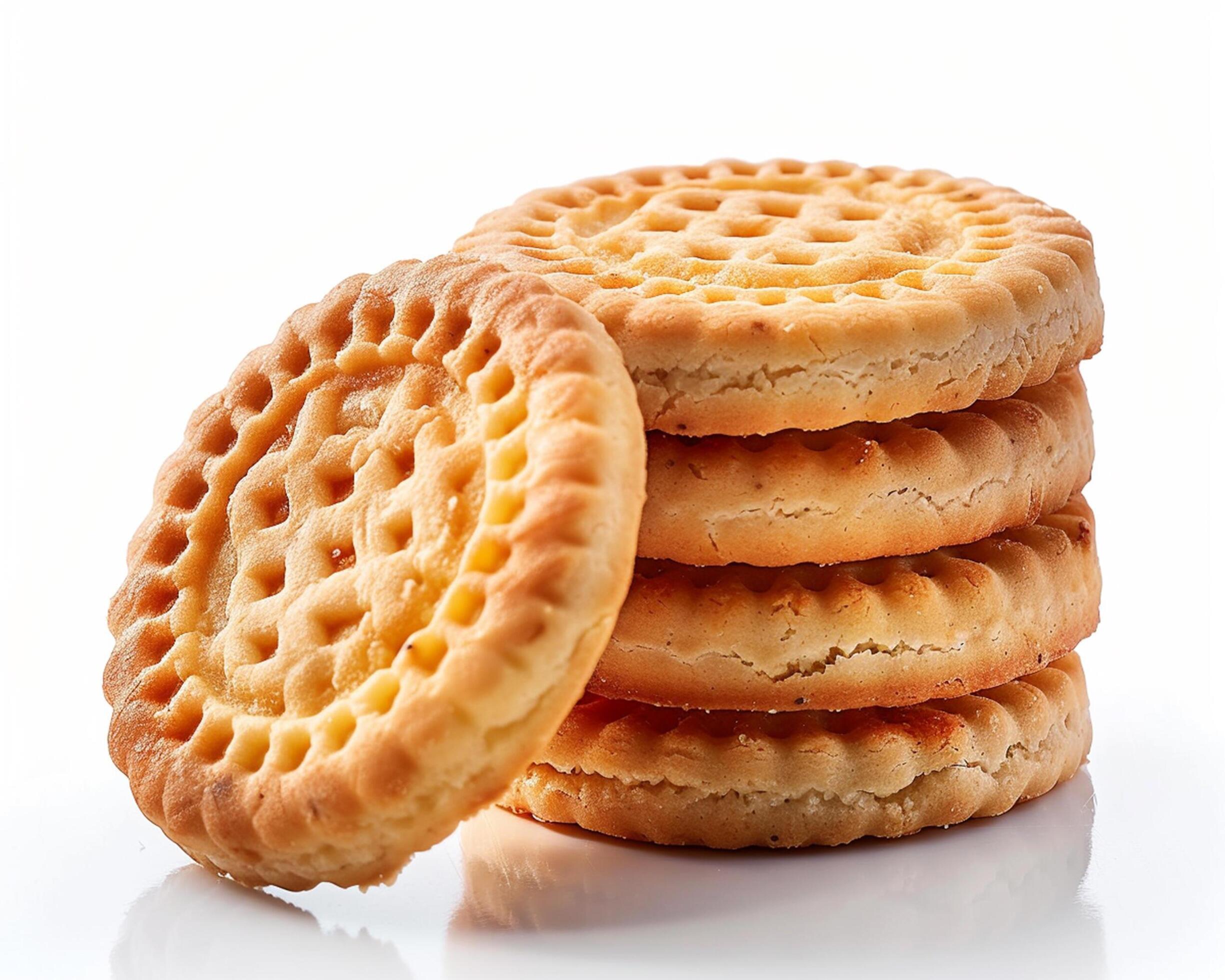 a stack of biscuits on a white background Stock Free