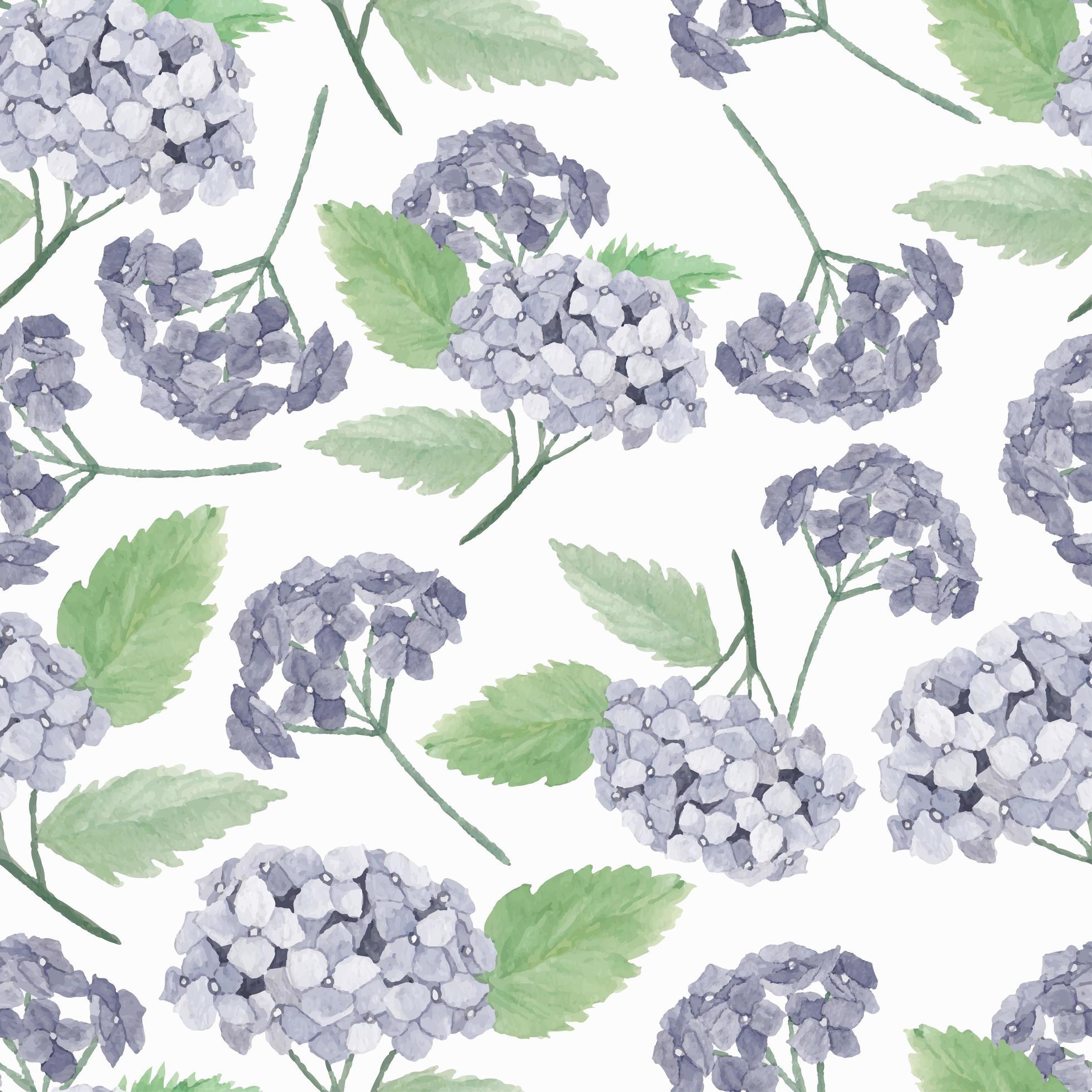 Watercolor purple hydrangea flower pattern Stock Free