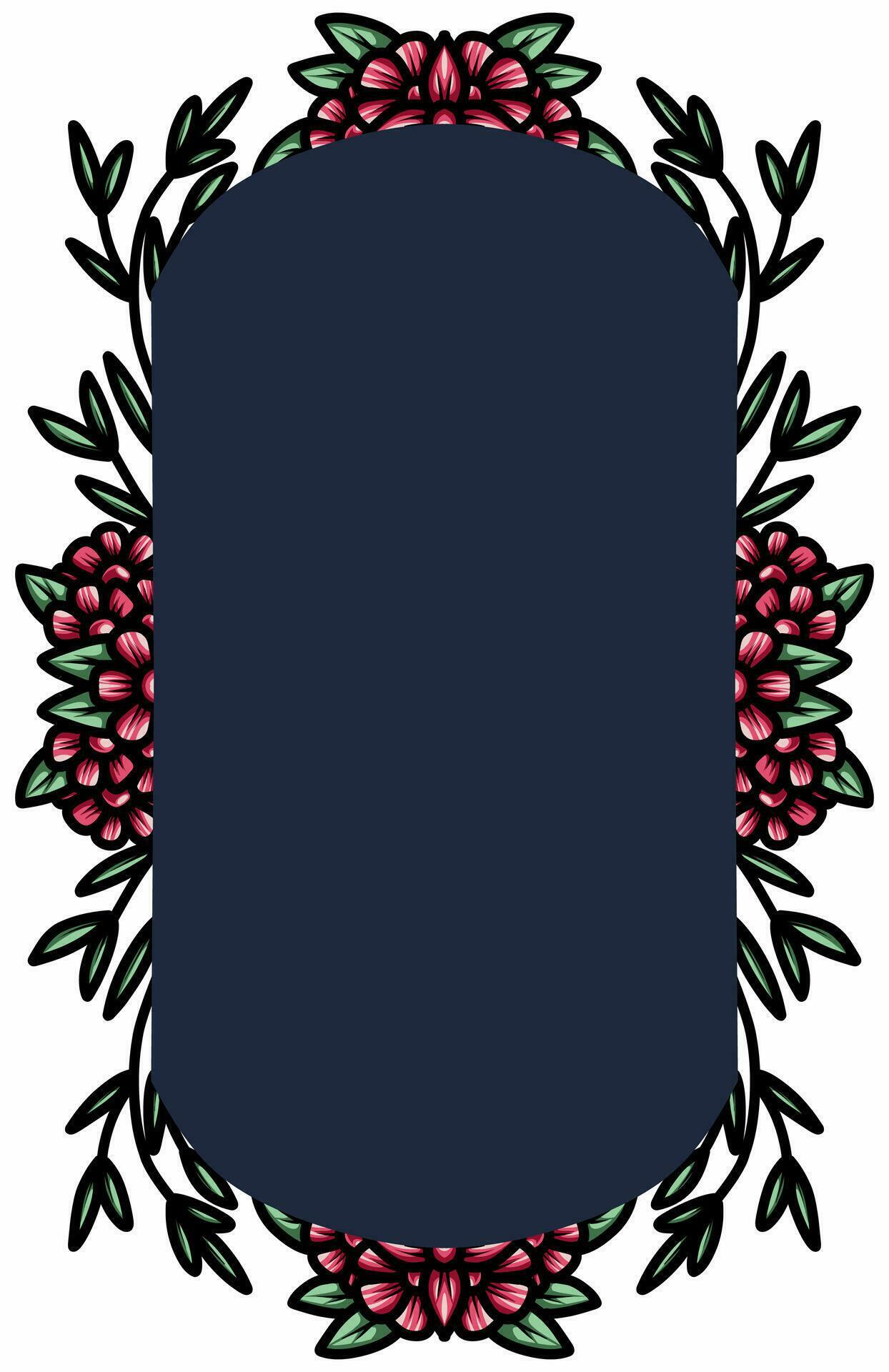 border frame with an arrangement of leaves and flowers Stock Free