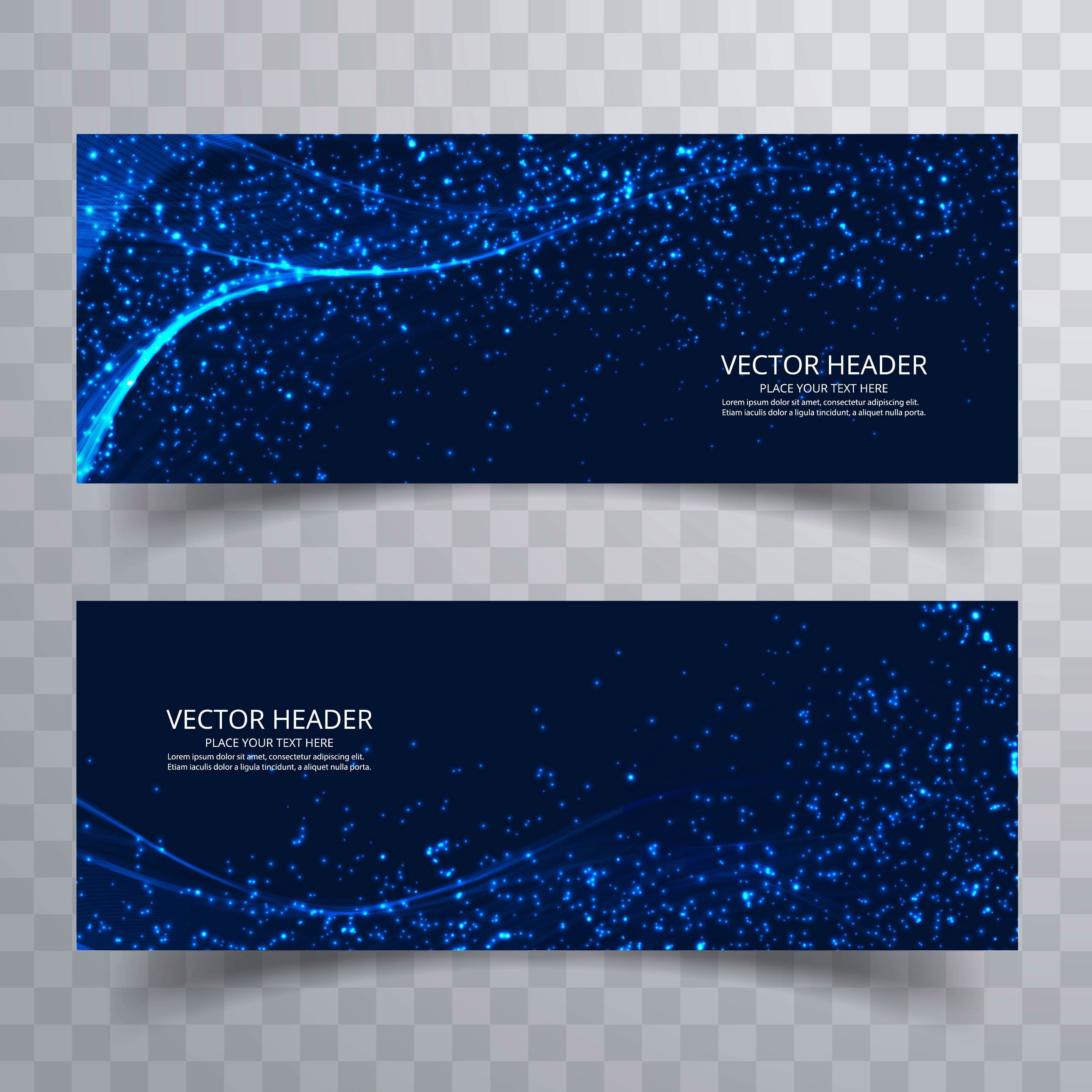 Abstract shiny glitter blue wave banners template design Free Vector