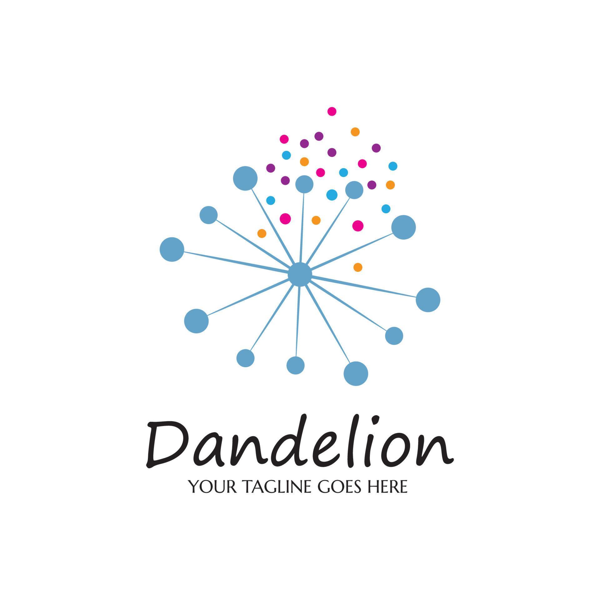 dandelion flower logo with template vector illustration Stock Free