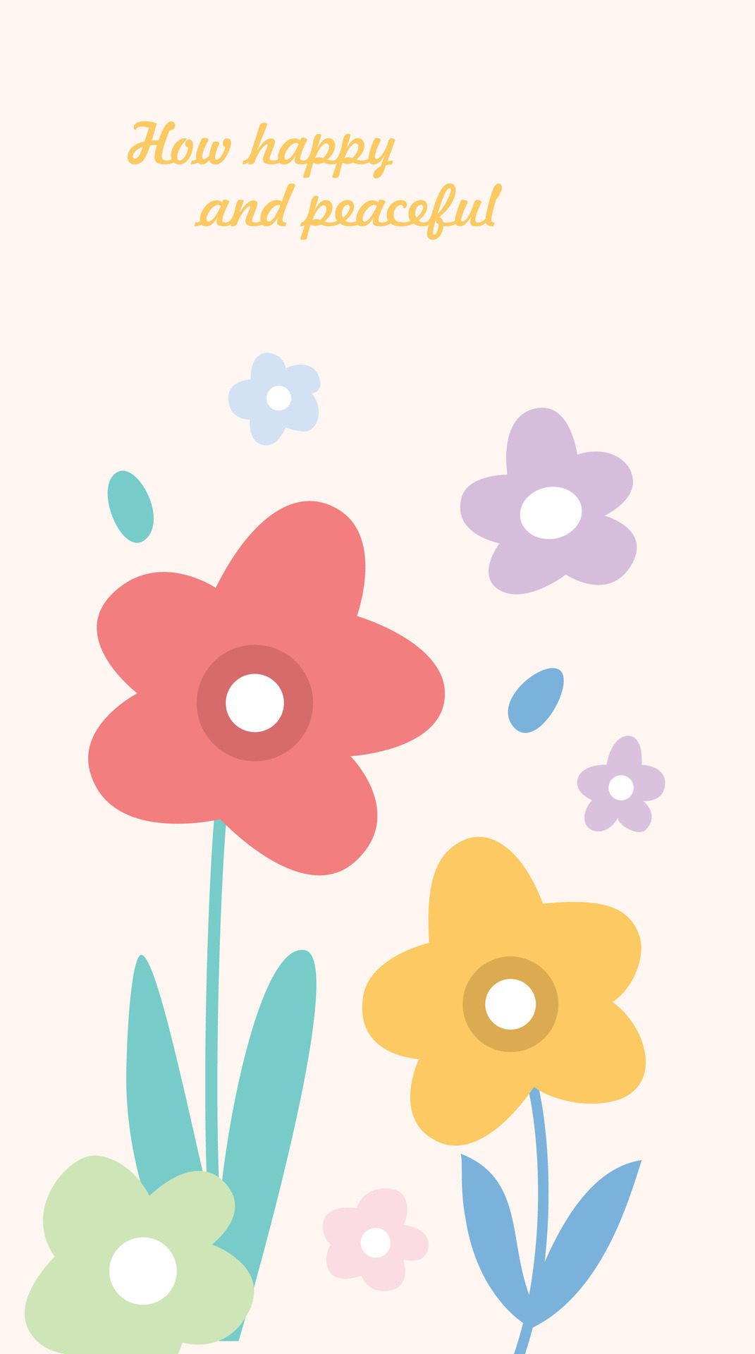 Hand drawn mobile phone wallpaper cute floral pattern Free Vector