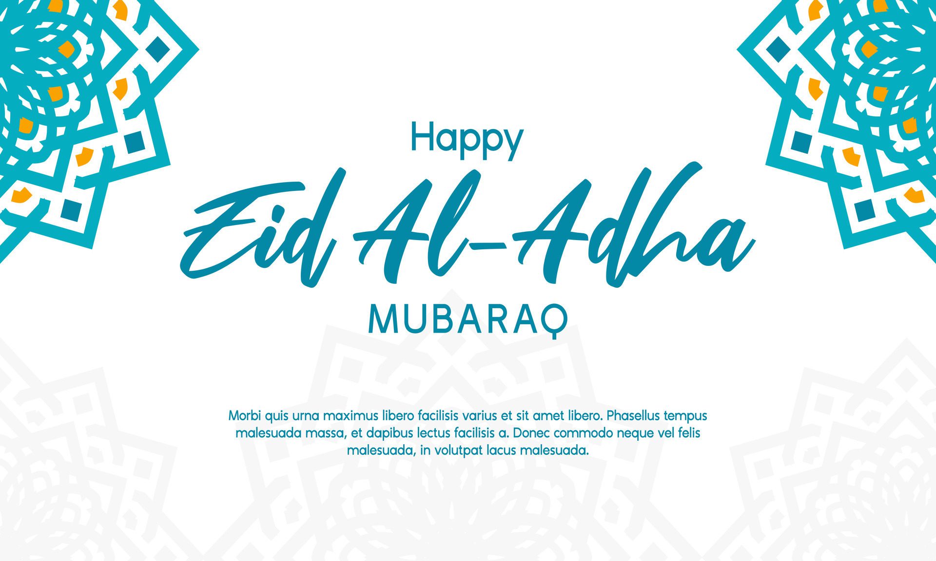 happy eid adha mubarak banner design with arabesque pattern Free Vector