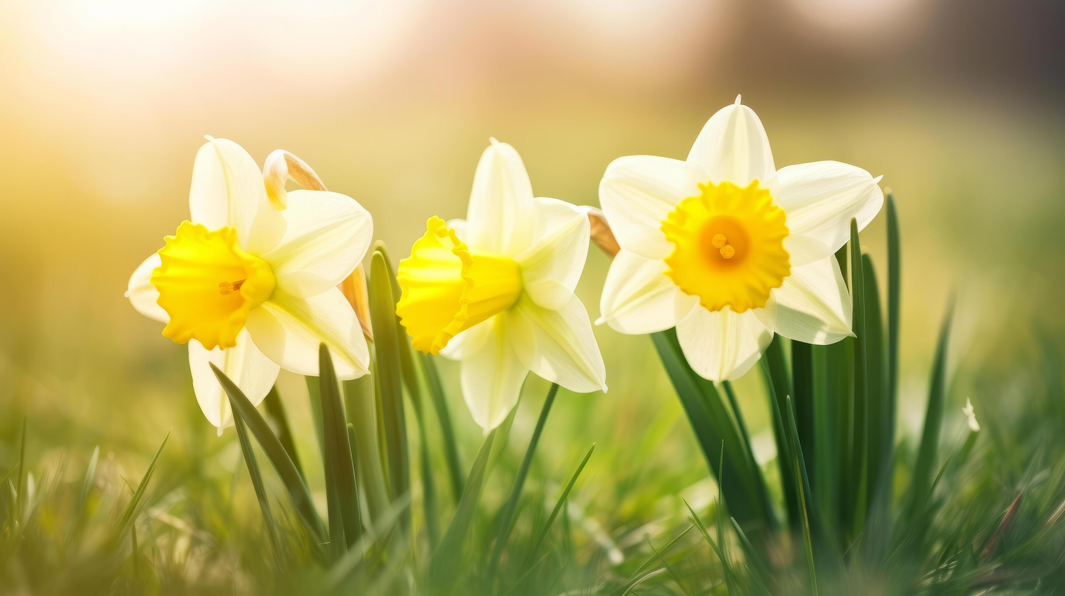 Daffodils flower background. Illustration Stock Free