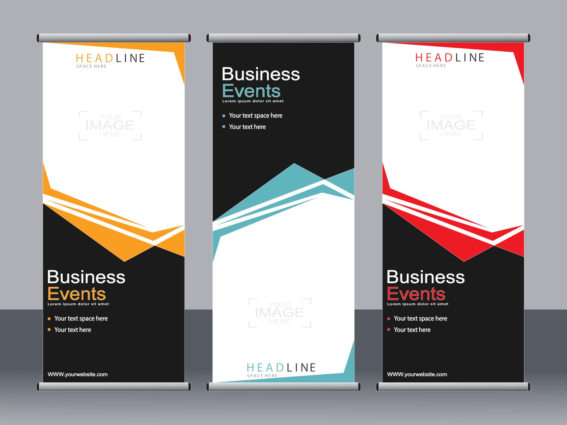 Business banner roll up set standee banner template. Free Vector