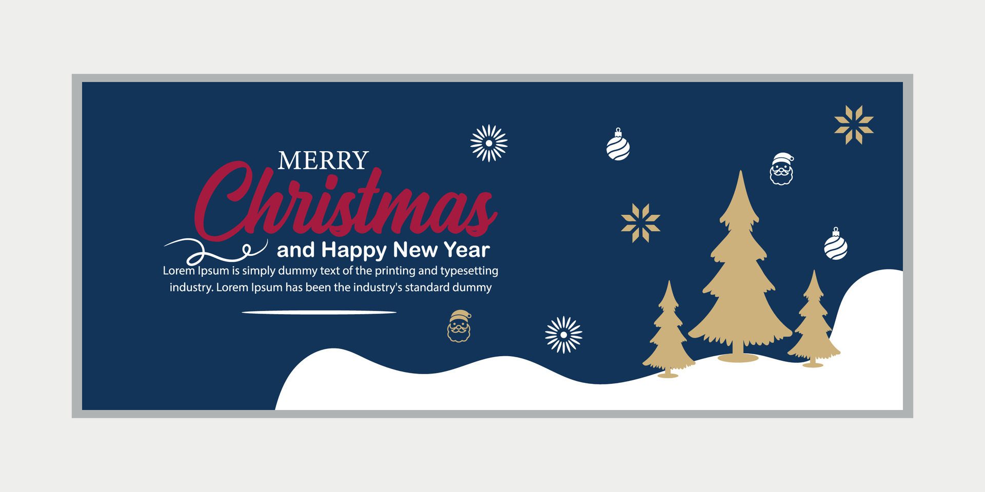 merry christmas banner set and happy new year banner, social media cover and web banner,Merry Christmas design for greeting card, Free Vector