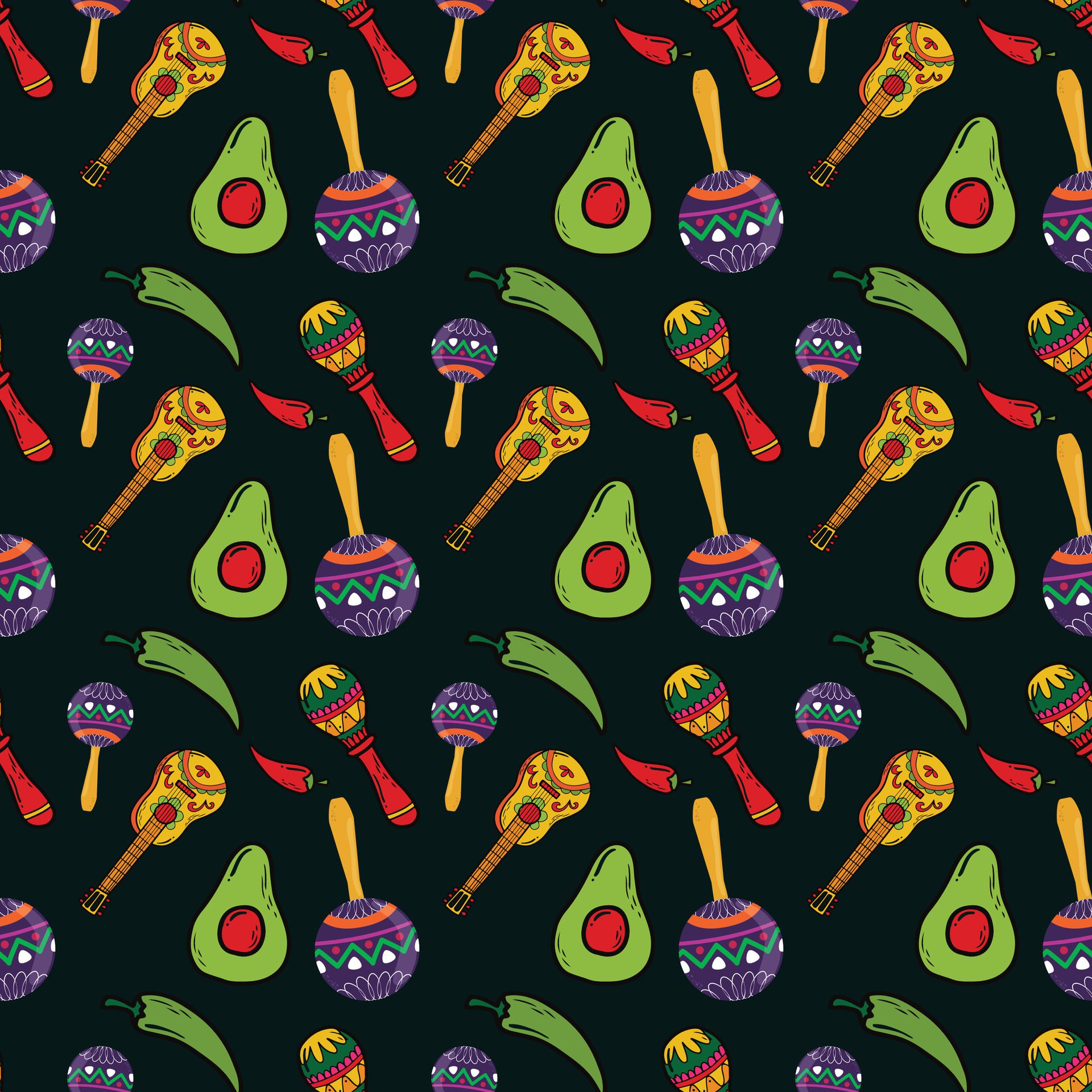 Mexican Culture Seamless Pattern Design Free Vector