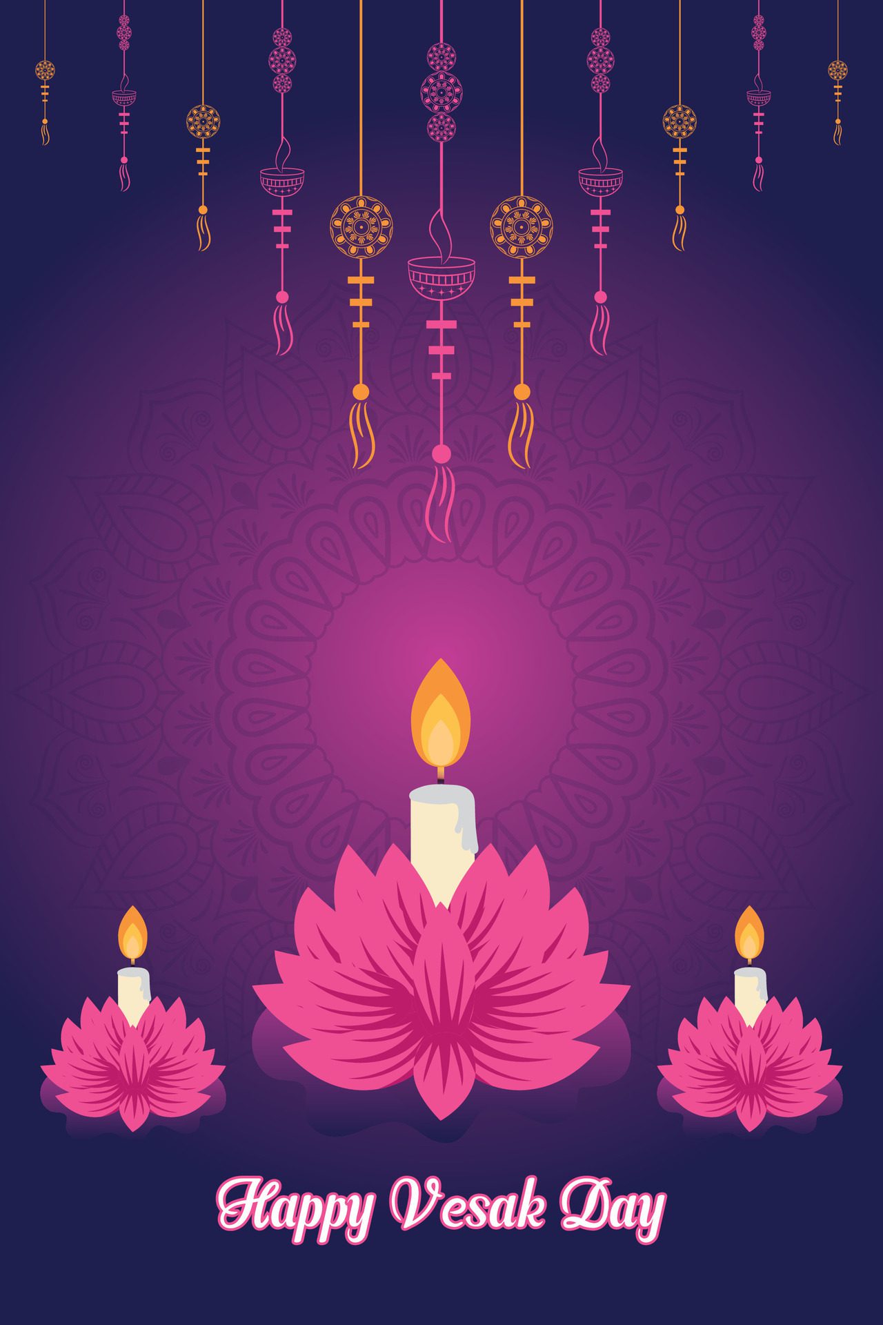 Flat vertical poster template for vesak day illustration festival celebration social media post and vesak day Banner Free Vector