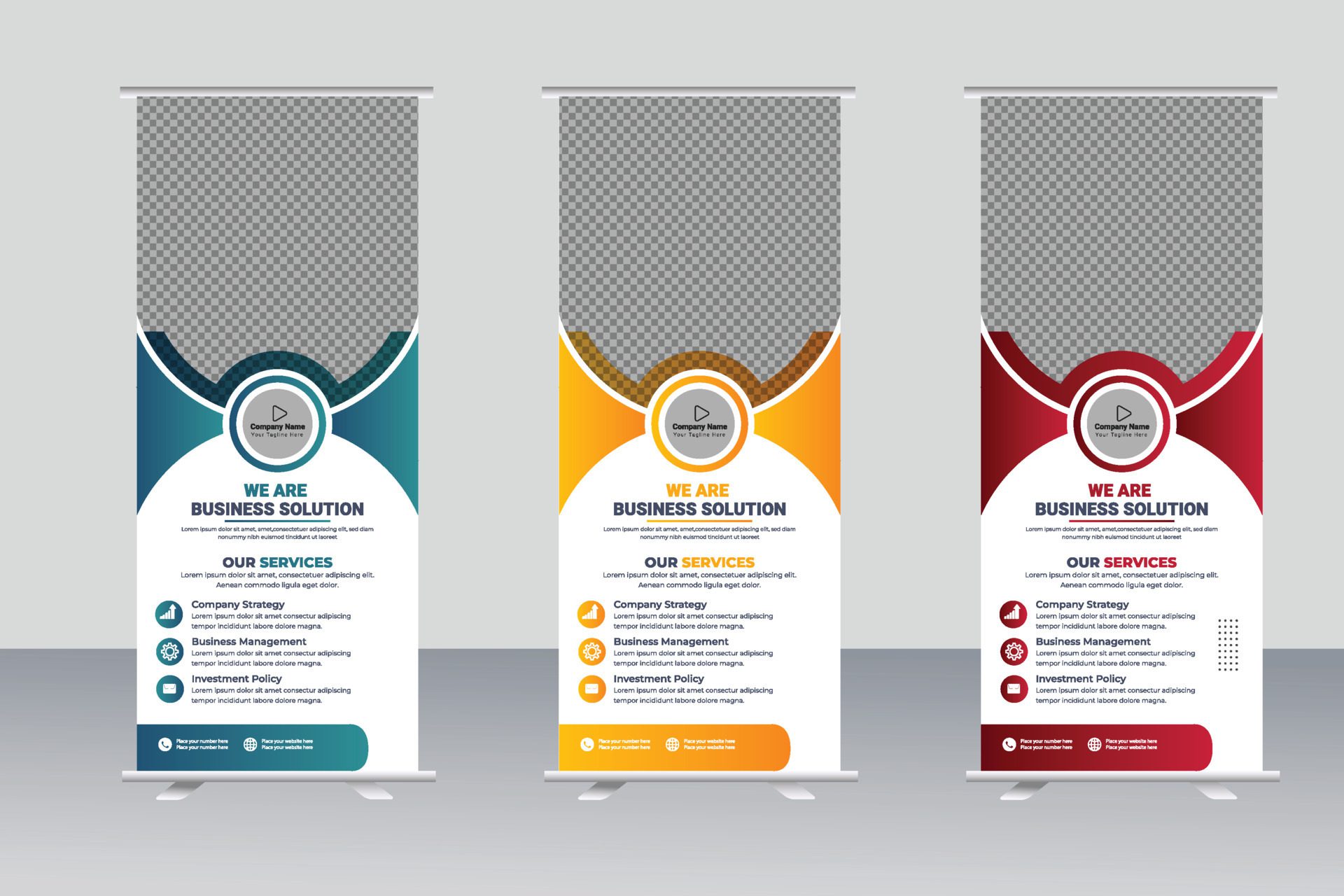 Vector business roll up standee banner template Free Vector