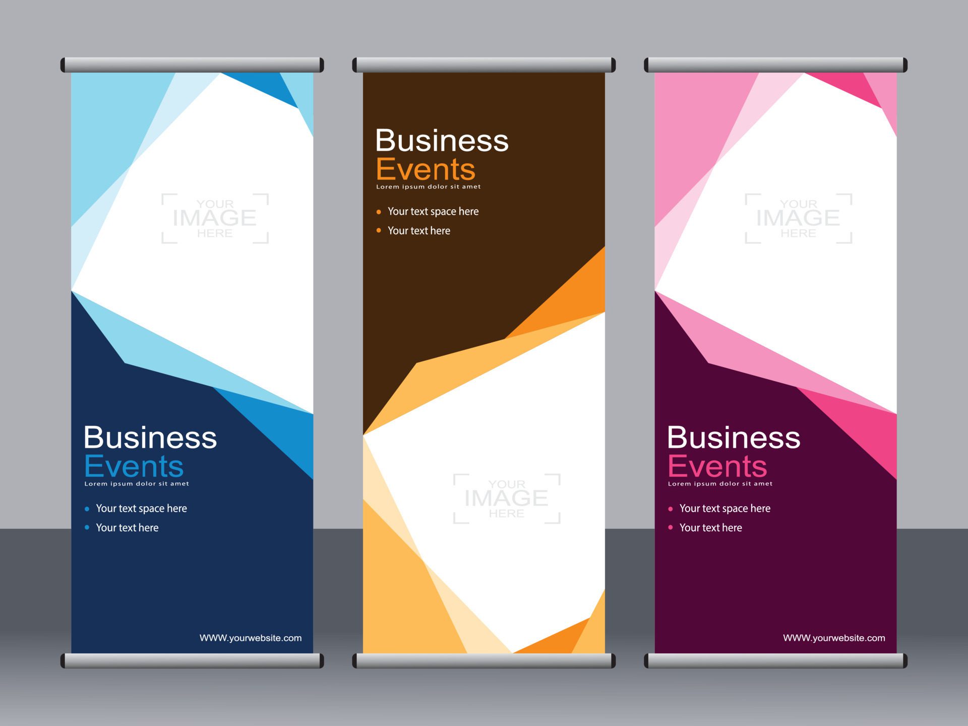 Business banner roll up set standee banner template. Free Vector