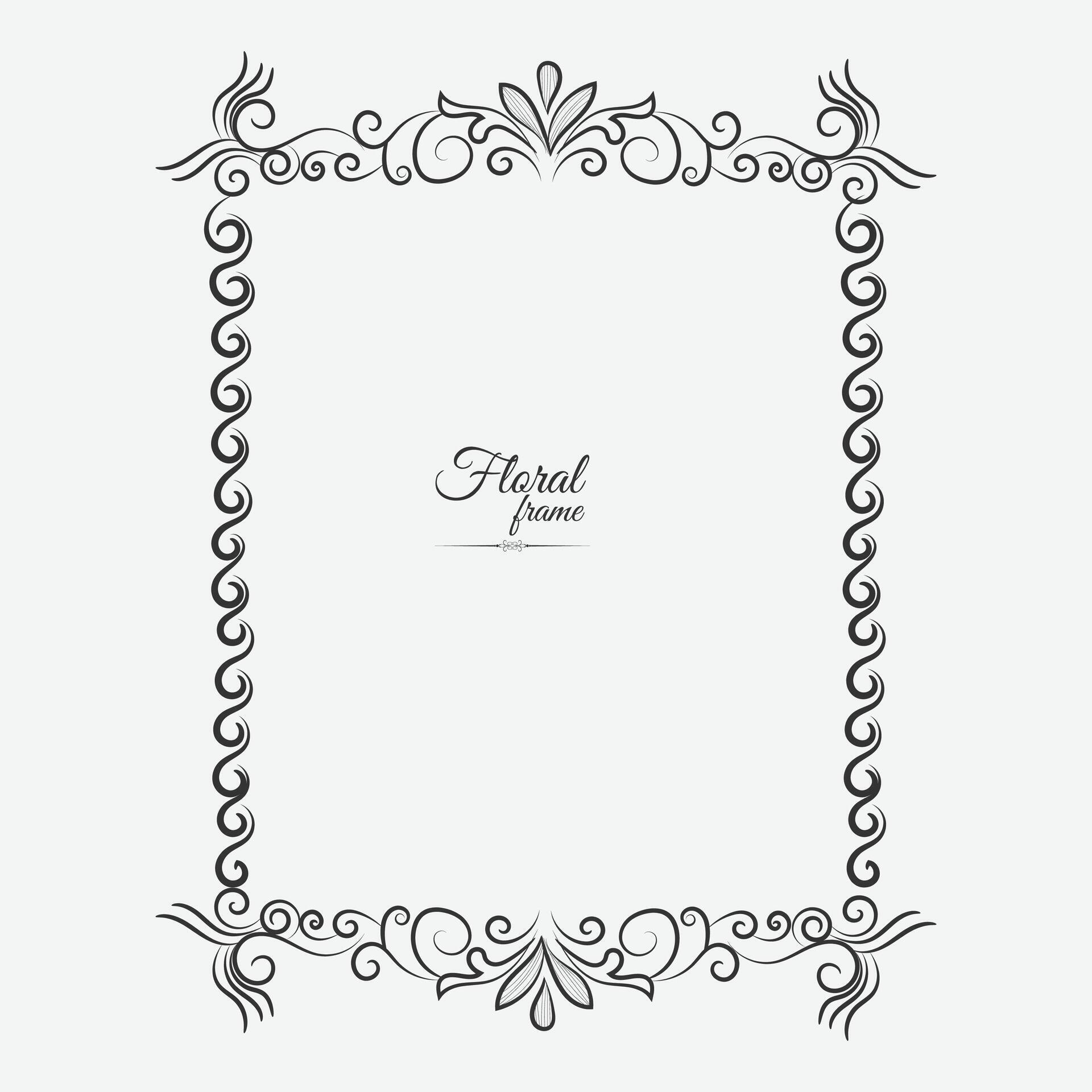 Ornament Picture Frame Border Effect With Flower Stock Free