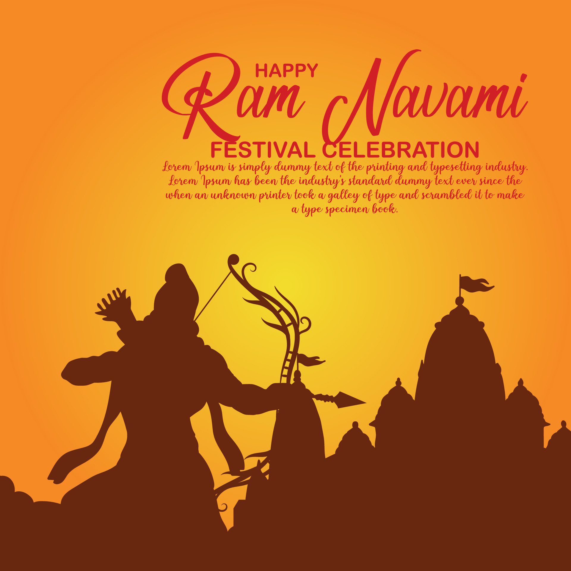 Happy Ram Navami cultural Banner Hindu festival vertical post wishes celebration card Ram Navami celebration background Free Vector