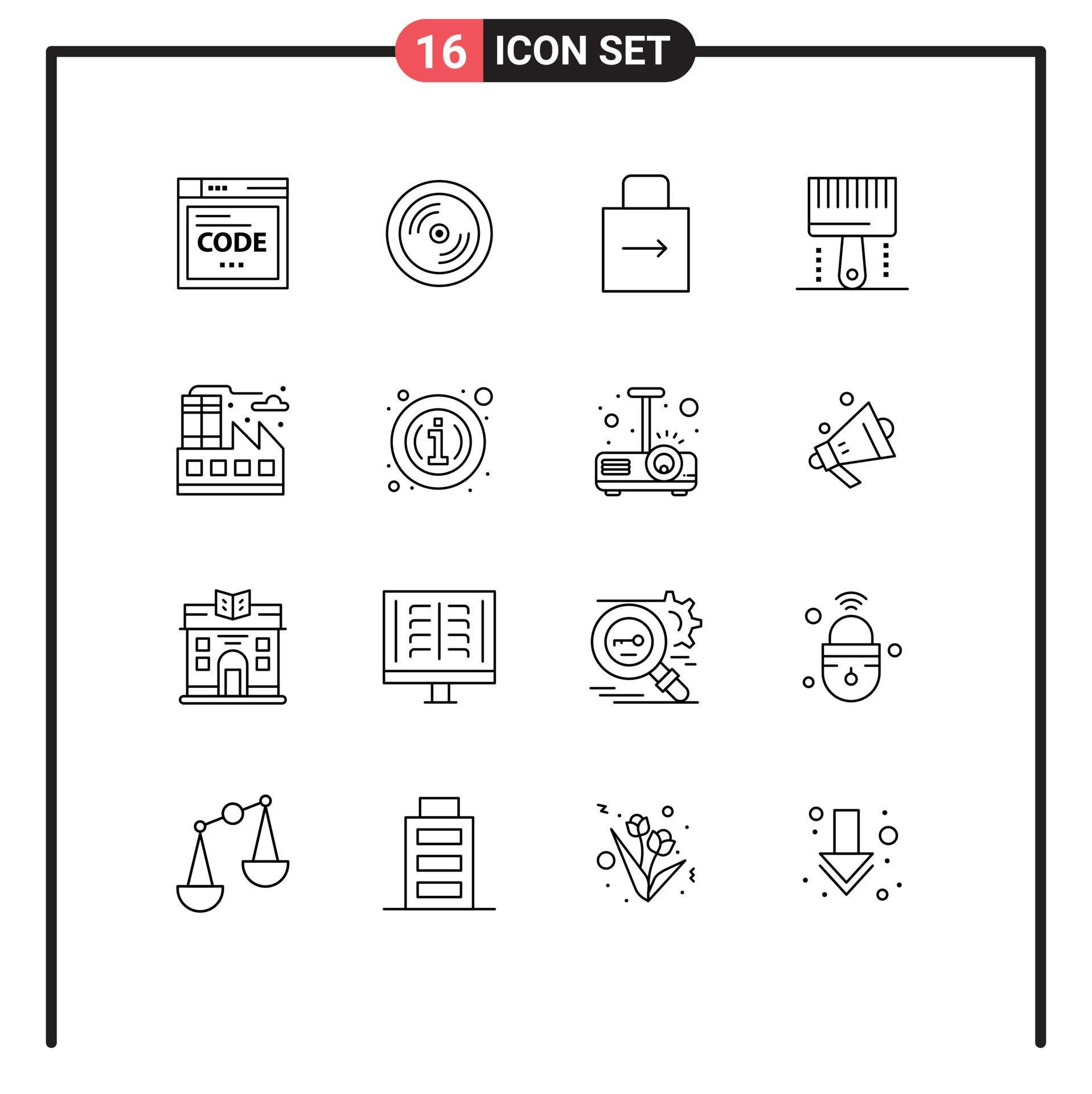 Pack of 16 creative Outlines of programing development arrow design security Editable Vector Design Elements Stock Free