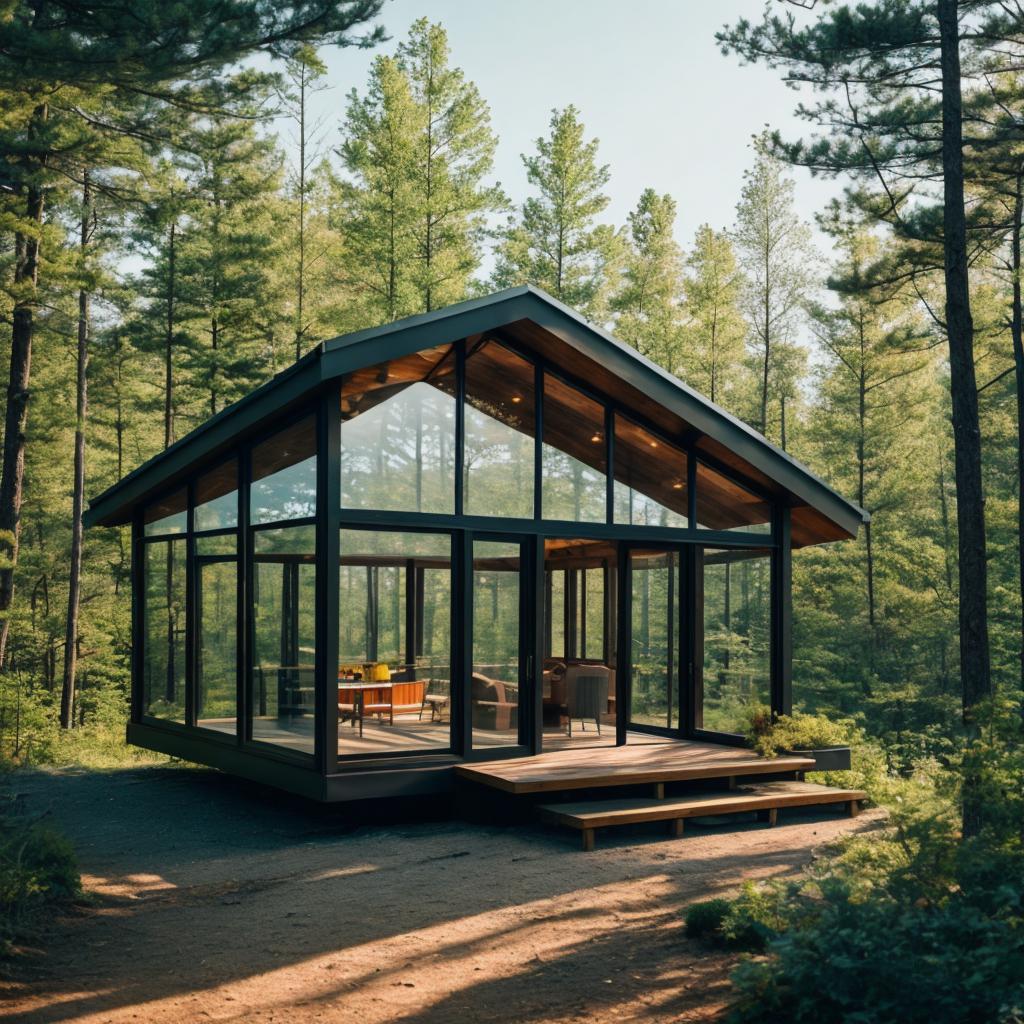 Glass house cabin Nature by @ai_generated