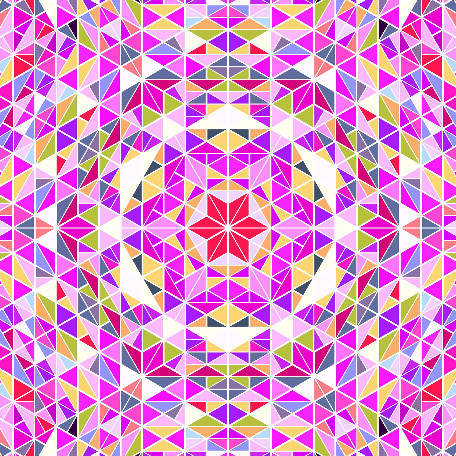 Geometrical tile mosaic pattern background – psychedelic hypnotic abstract circular vector graphic design with triangle tiles Free Vector