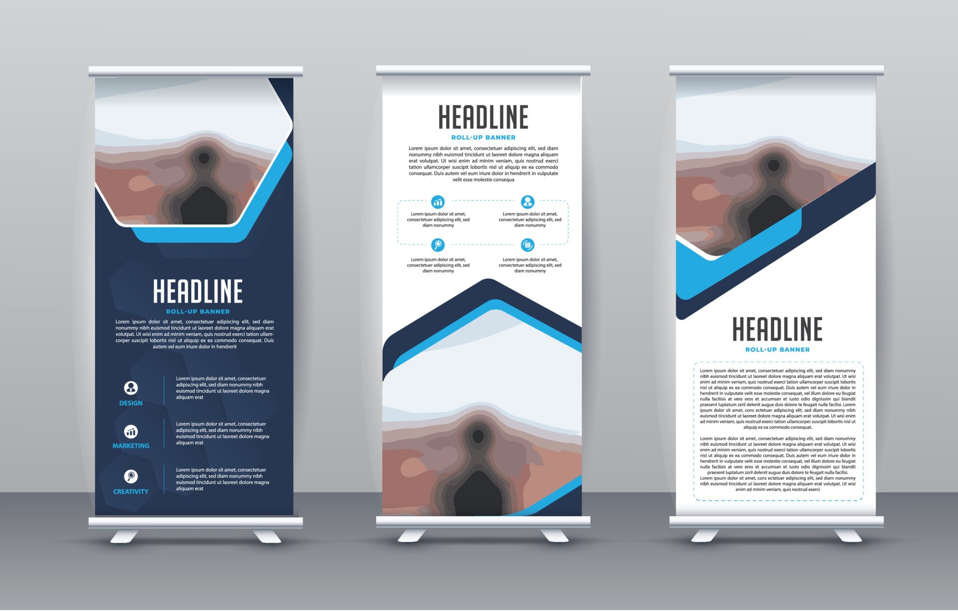 Business Roll Up Set. Standee Design. Banner Template Free Vector