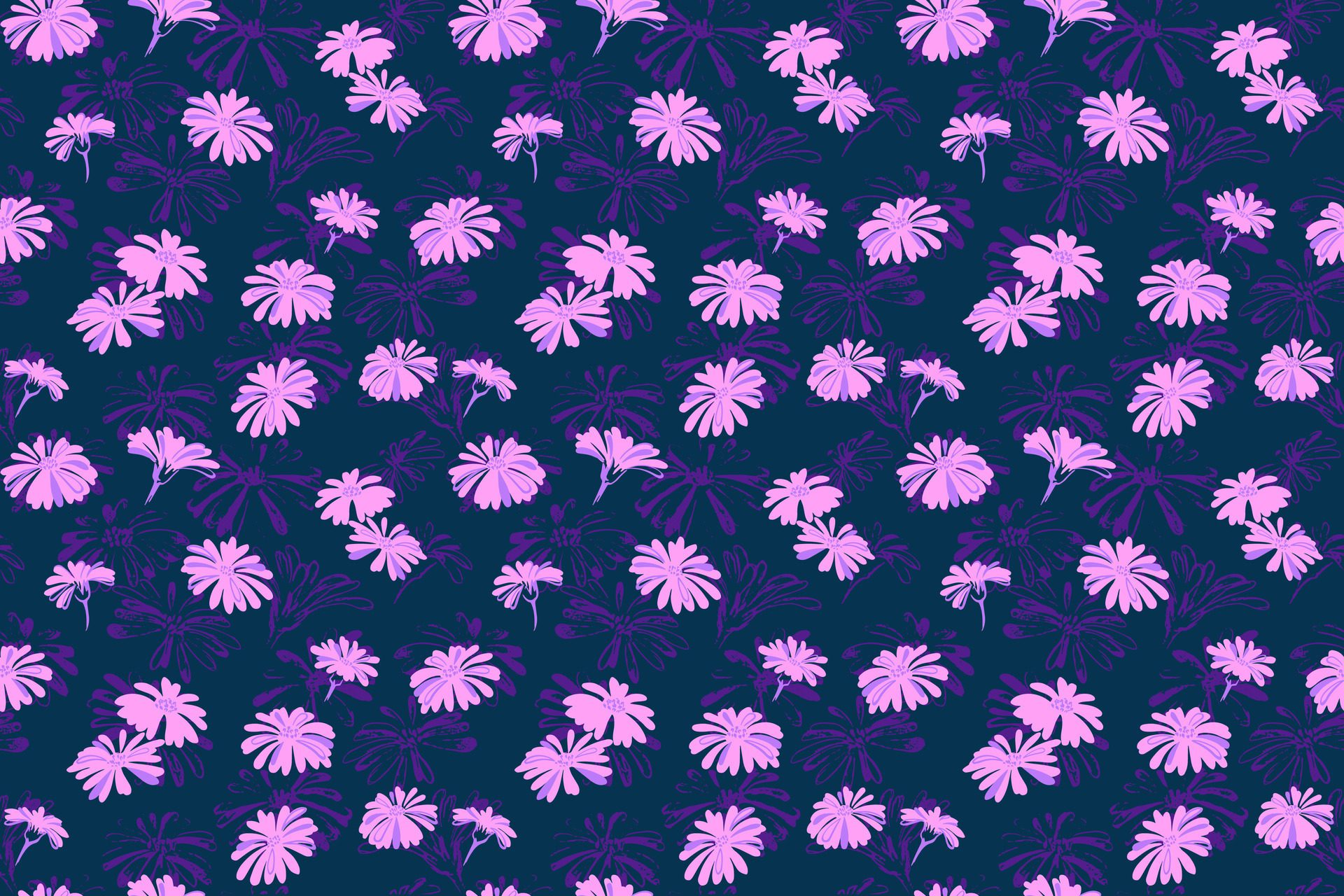 Colorful violet creative shapes tiny floral seamless pattern. hand drawn sketch. Retro simple background with trendy abstract ditsy flowers print. Free Vector