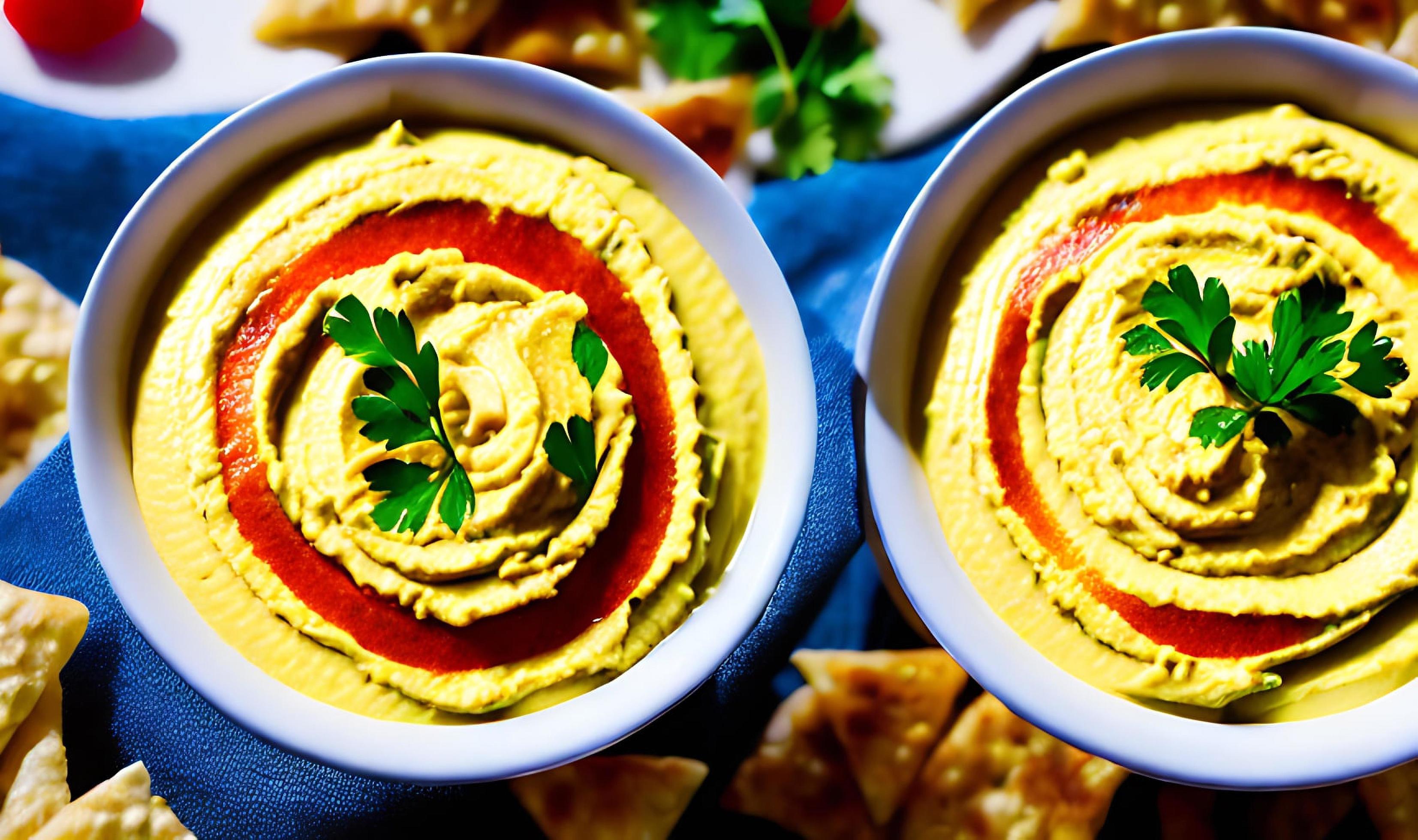 Healthy food. Traditional freshly made organic hummus. Stock Free