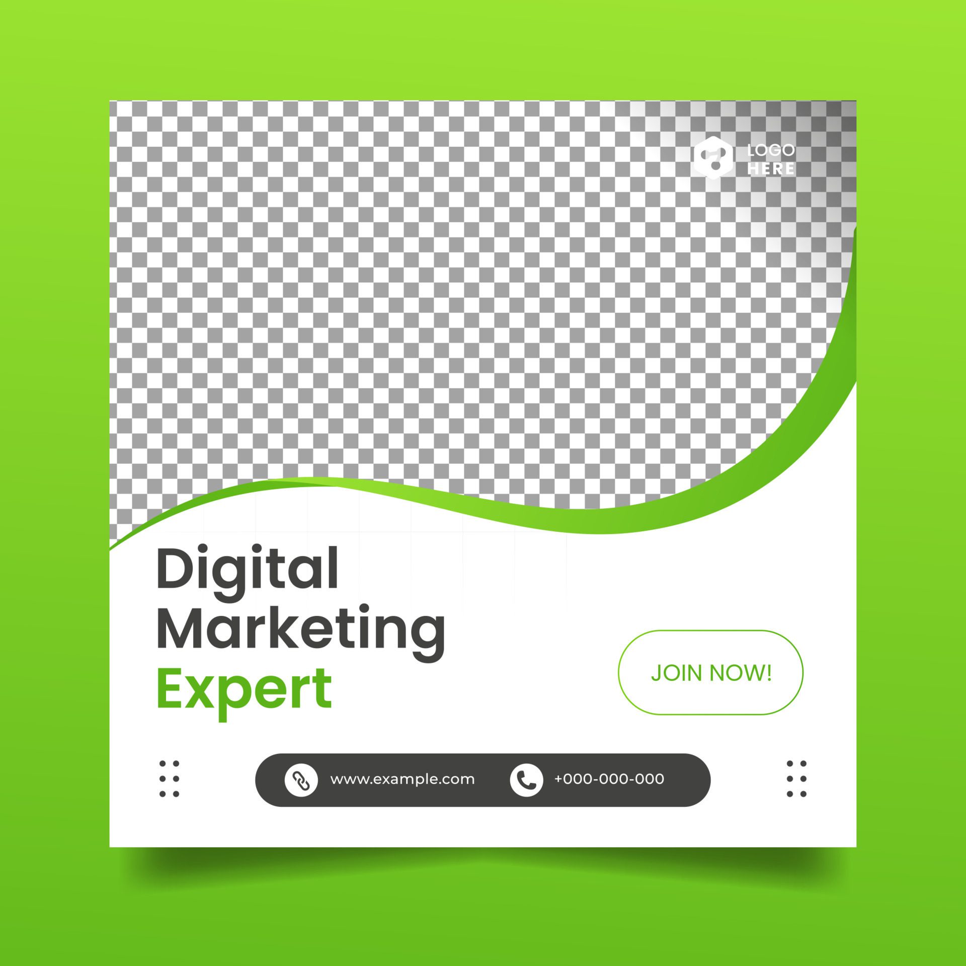 Green Digital Marketing Flyer or Social Media Banner Free Vector