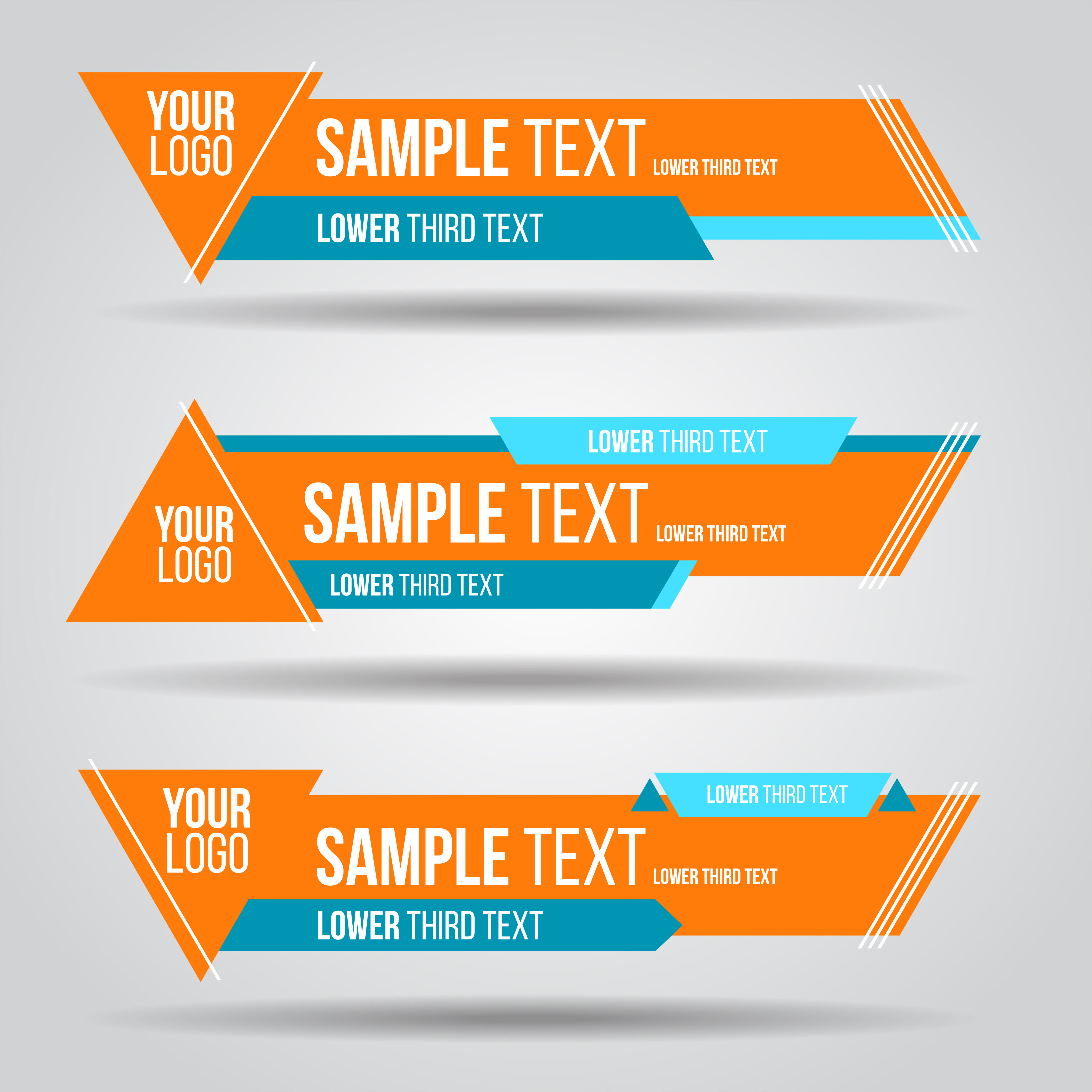 Lower third orange and blue triangle tv banners Free Vector