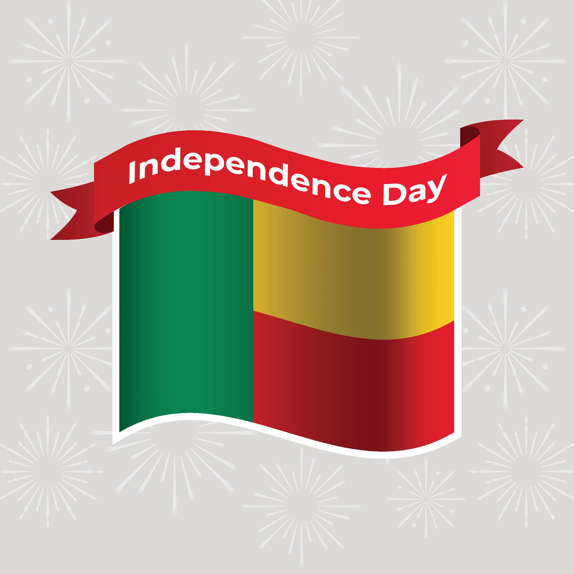 Benin Wavy Flag Independence Day Banner Background Free Vector