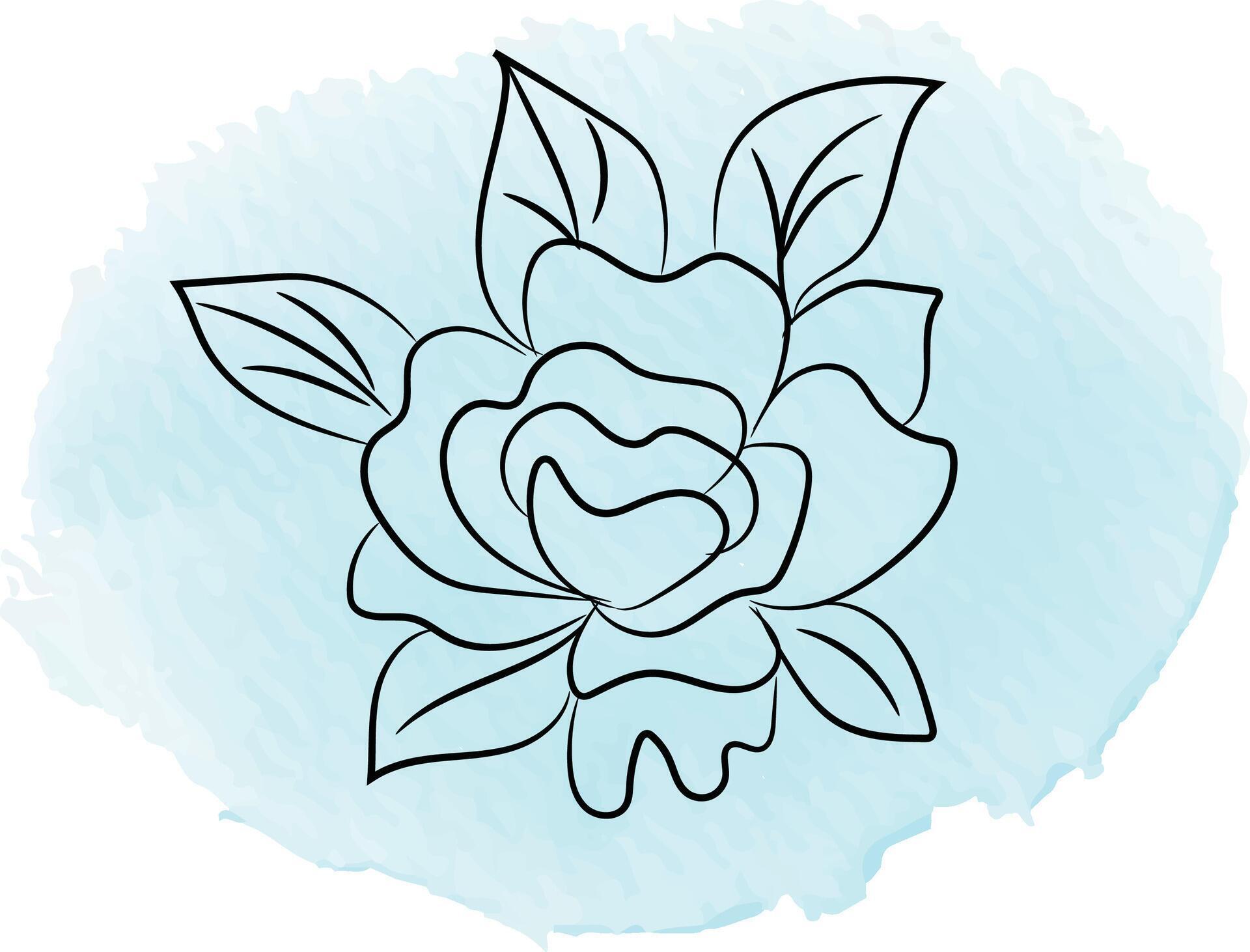 Hand drawn flat design simple flower outline Stock Free