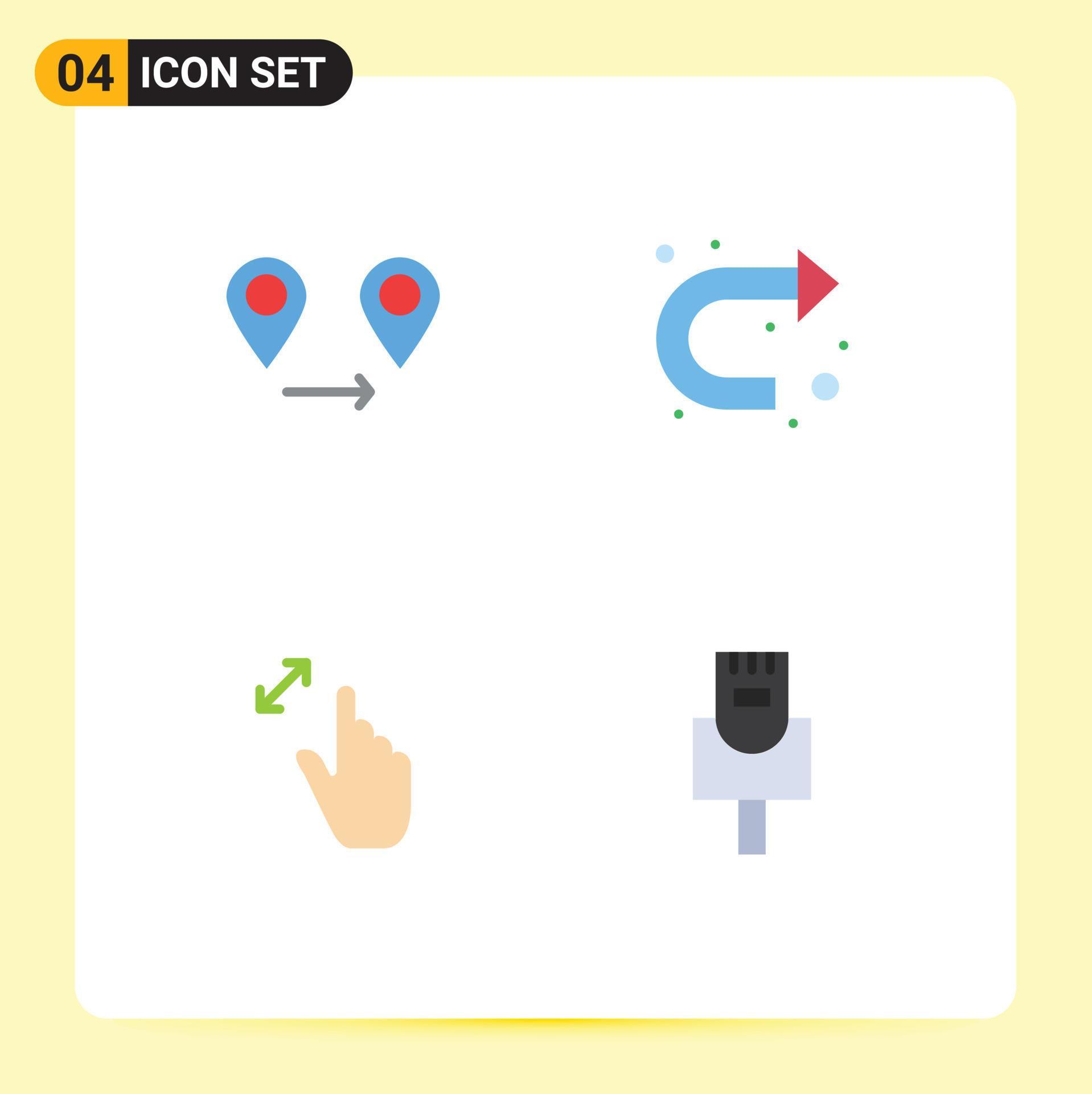 Pack of 4 creative Flat Icons of gps interface arrow right touch Editable Vector Design Elements Stock Free and Free SVG