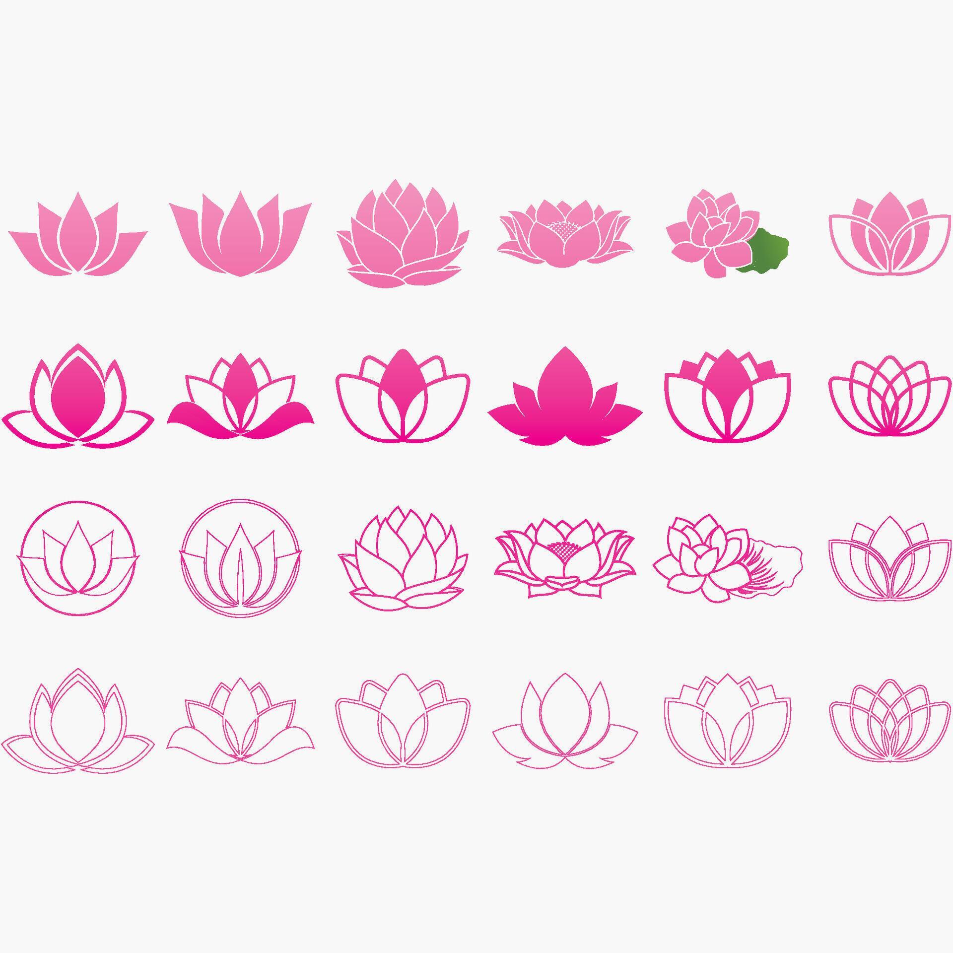 collection of lotus flower logos Stock Free