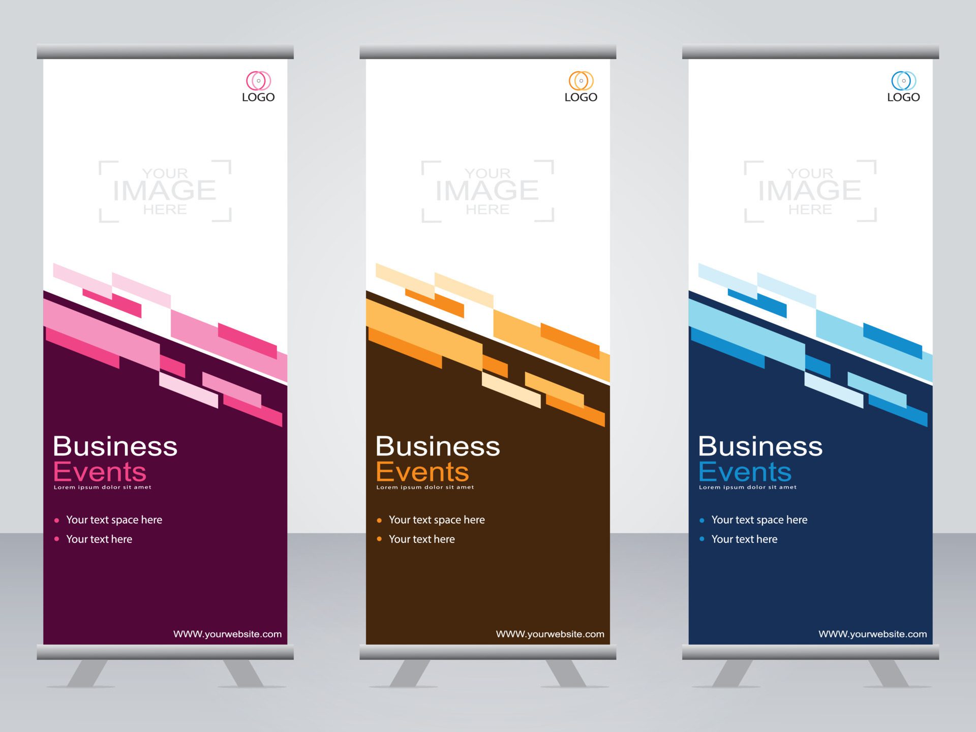 Business banner roll up set standee banner template. Free Vector