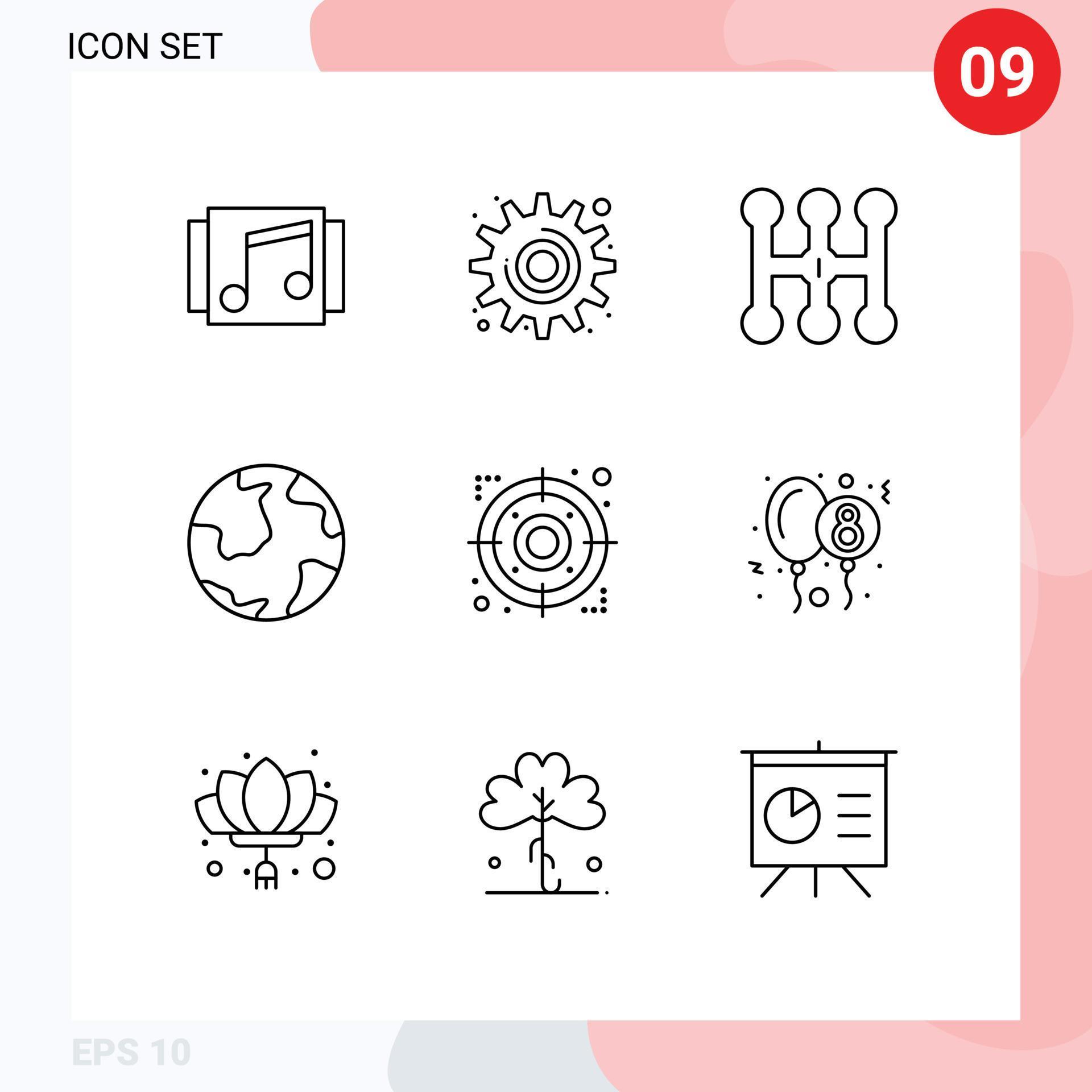 9 Thematic Vector Outlines and Editable Symbols of arrow geography tool world earth Editable Vector Design Elements Stock Free