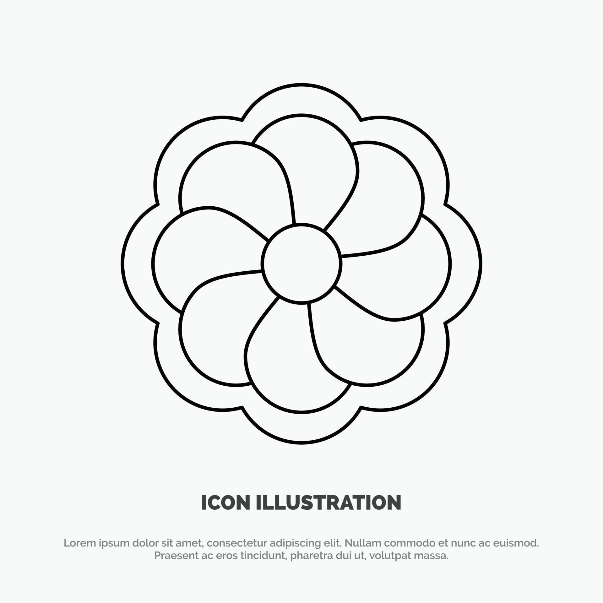 Sunflower Flower Madrigal Line Icon Vector Stock Free