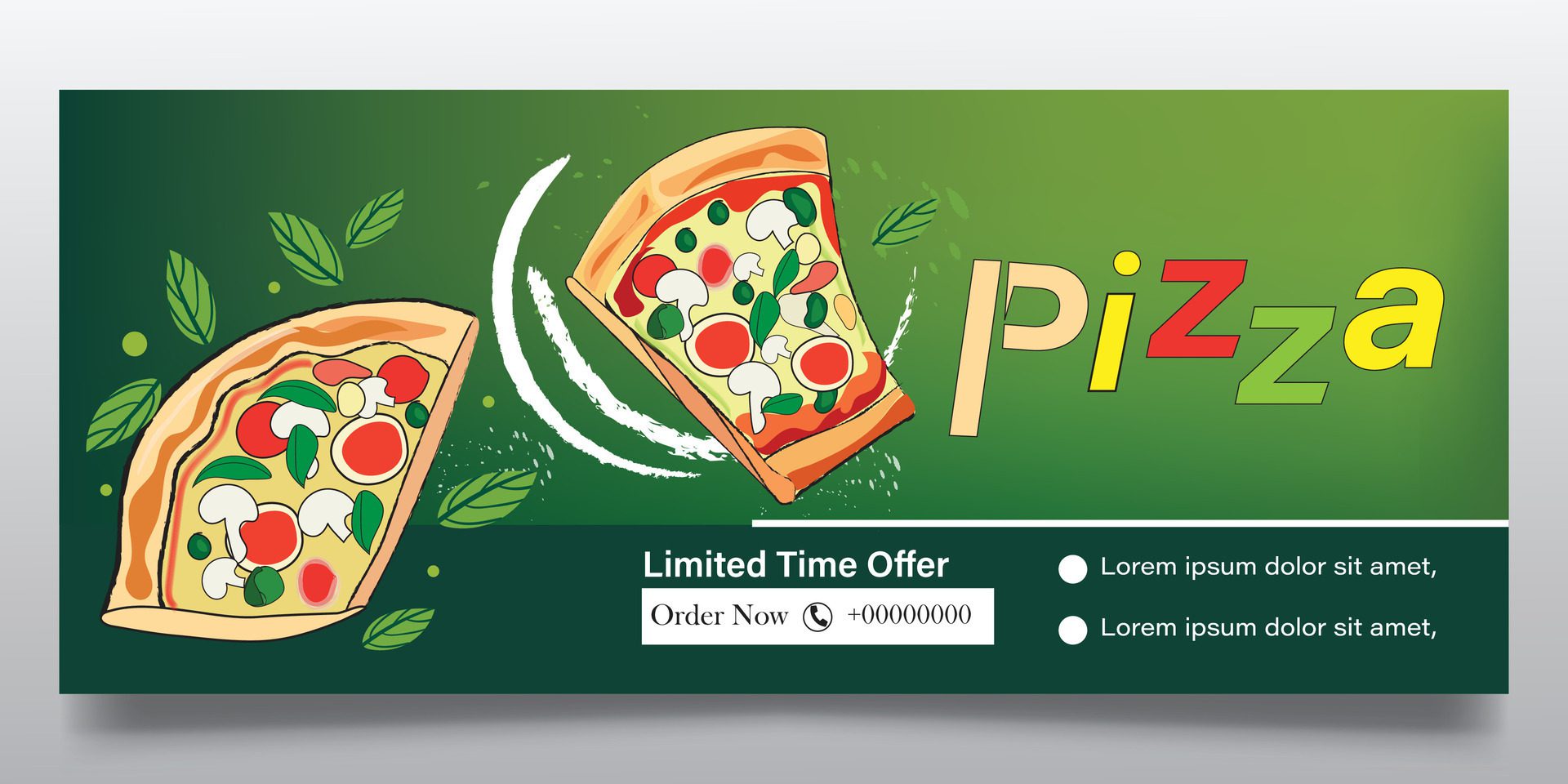 Pizza and fast food banner design Free Vector