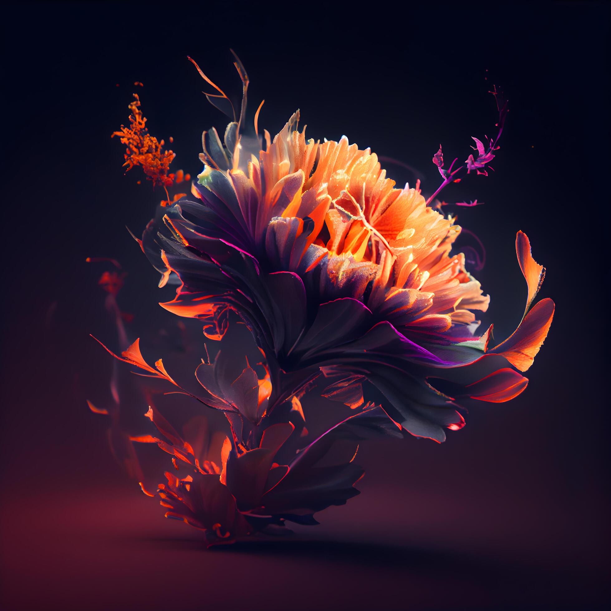 Beautiful flower on a dark background. 3d rendering, 3d illustration., Image Stock Free