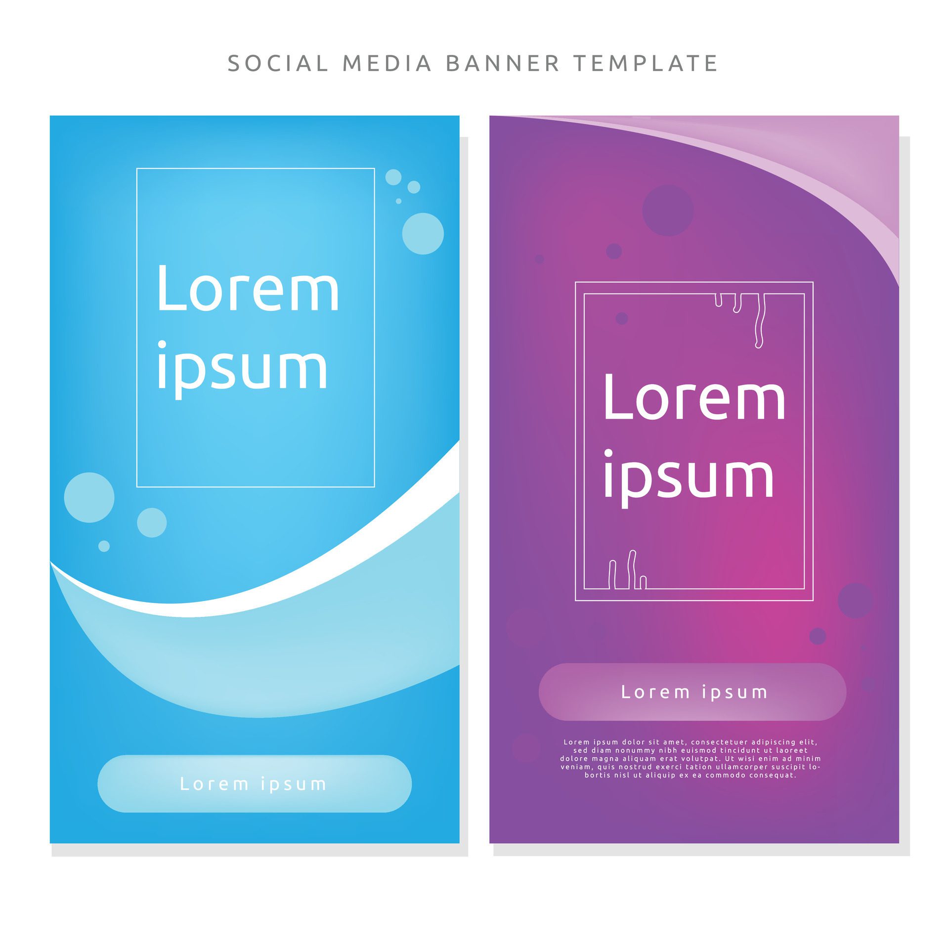 set of Portrait Social Media banner Template in blue and purple color . perfect for your promotion banner on social media Free Vector