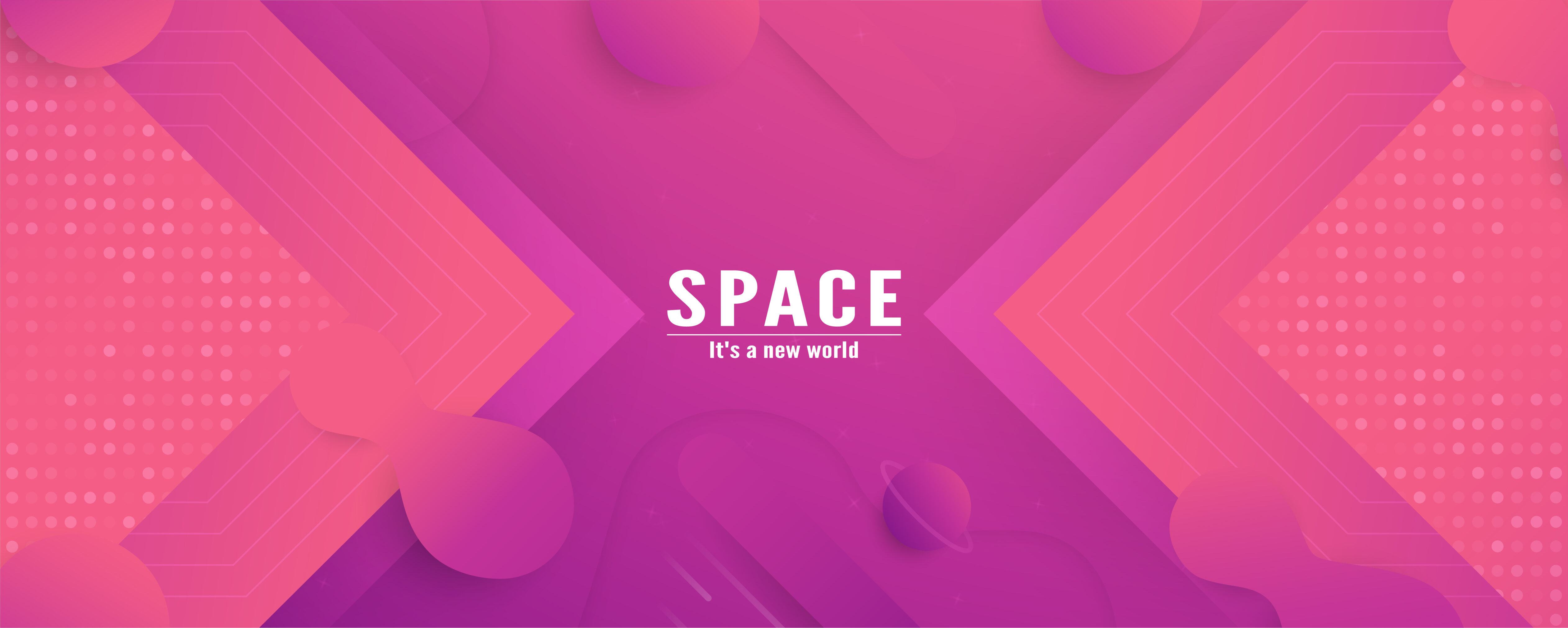 Pink Geometric Layers Gradient Banner Free Vector