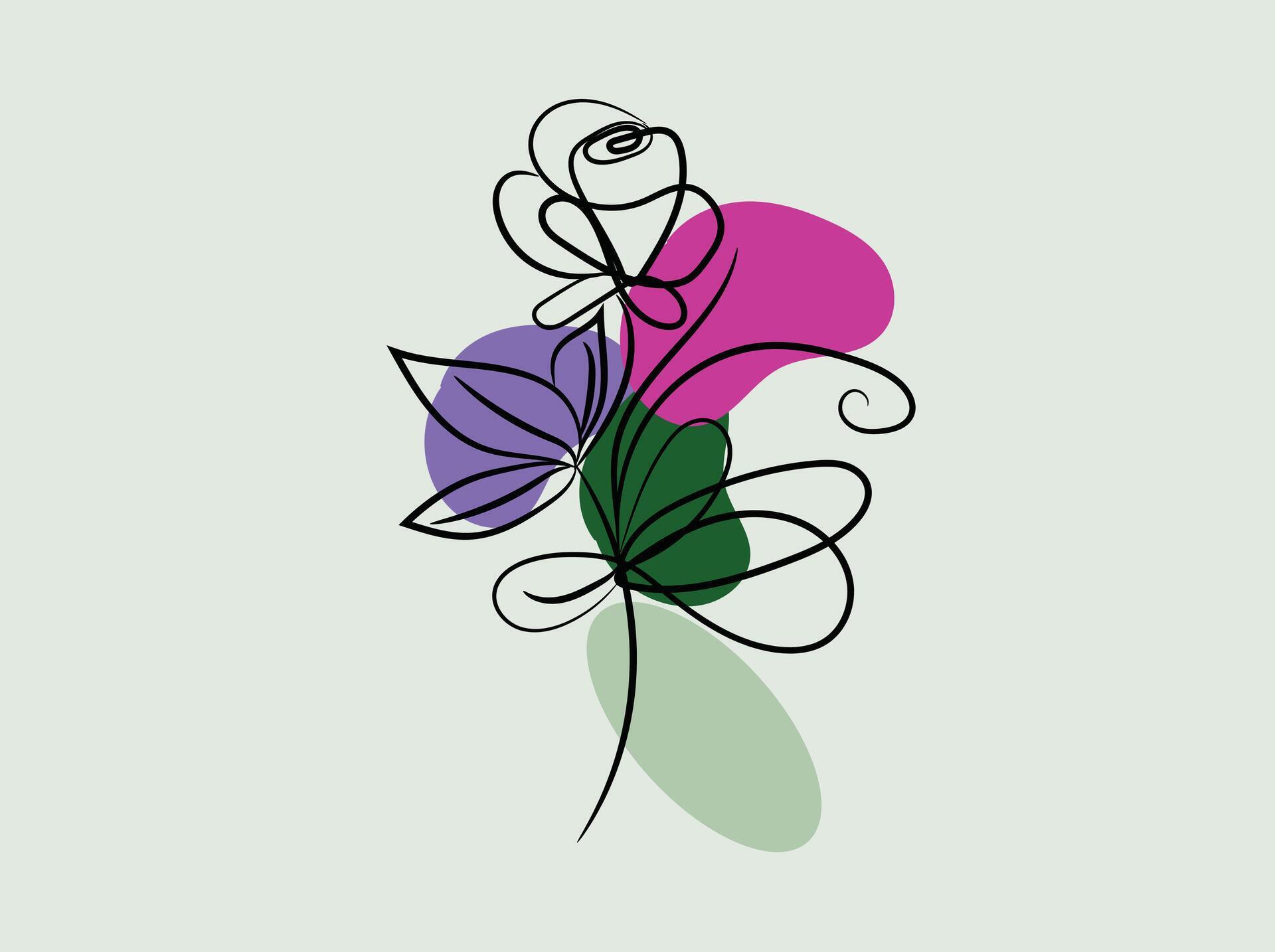 hand drawn flat design simple flower outline Stock Free