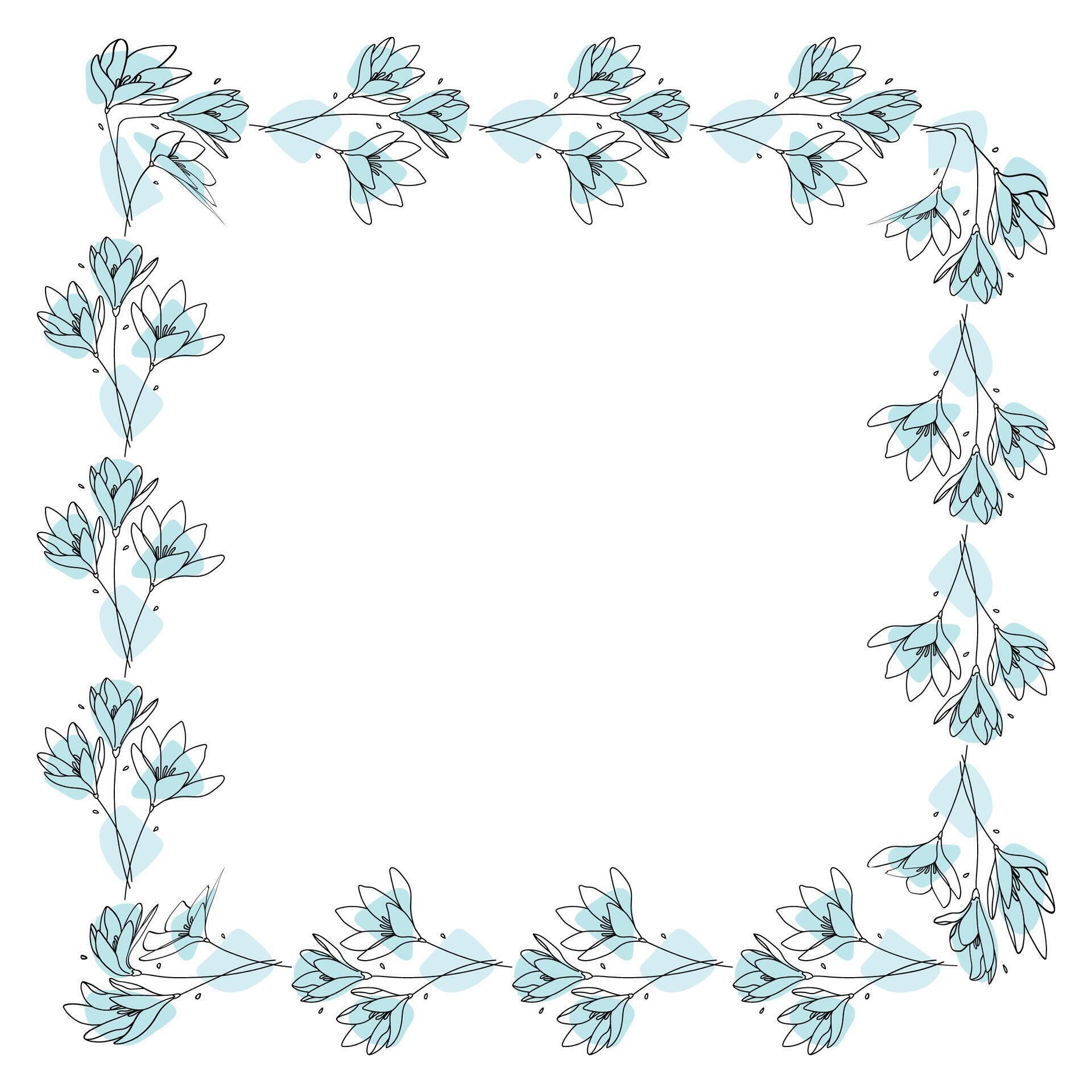 Hand drawn flowers wreath frame on white background Stock Free