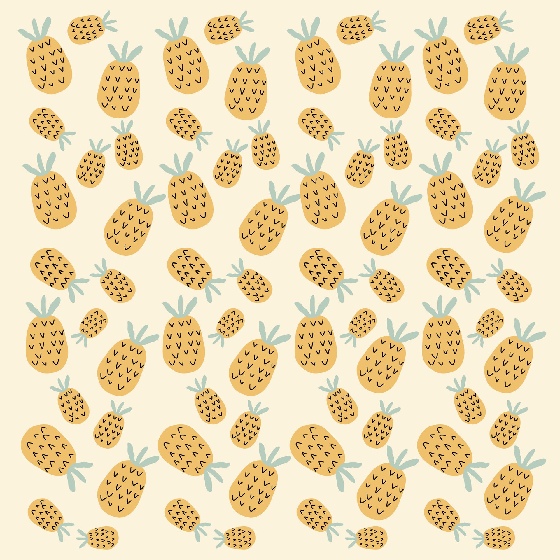 Cute pineapple pattern, summer fruit pattern on pastel yellow background Free Vector