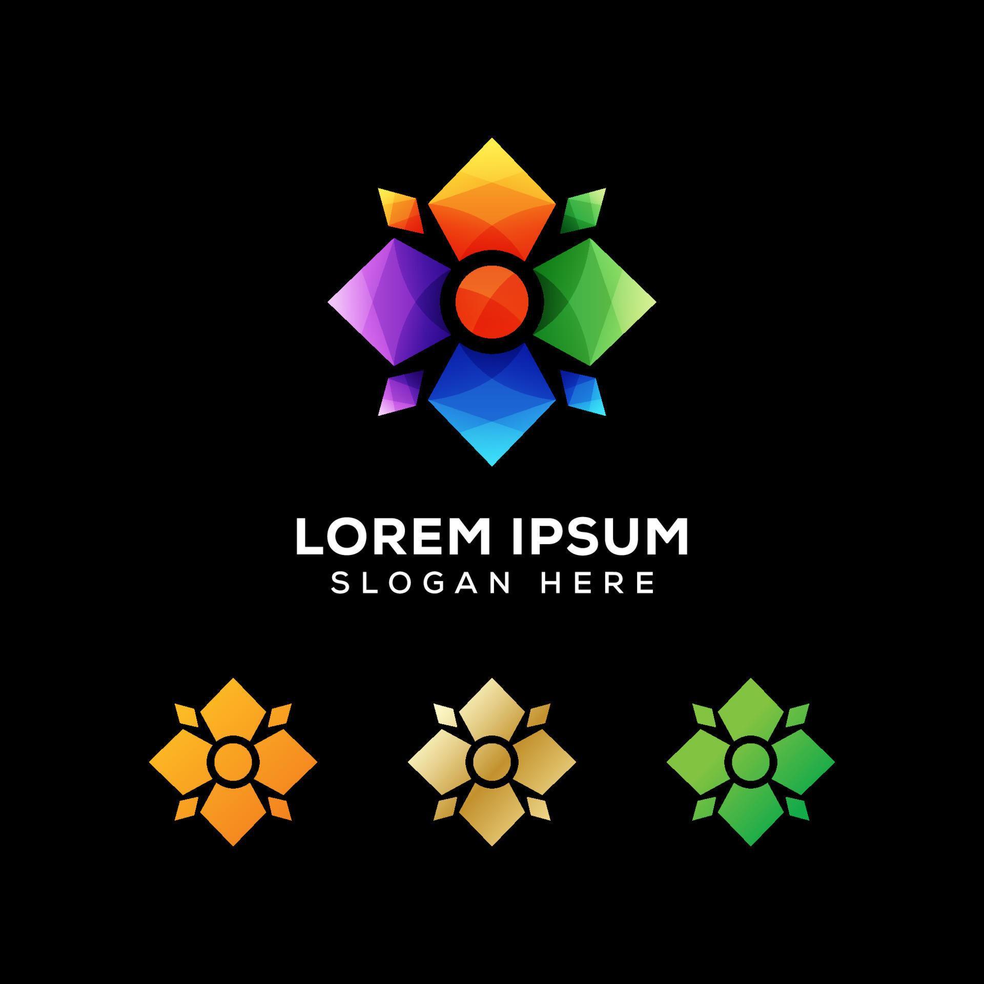 colorful flower geometric logo premium vector Stock Free