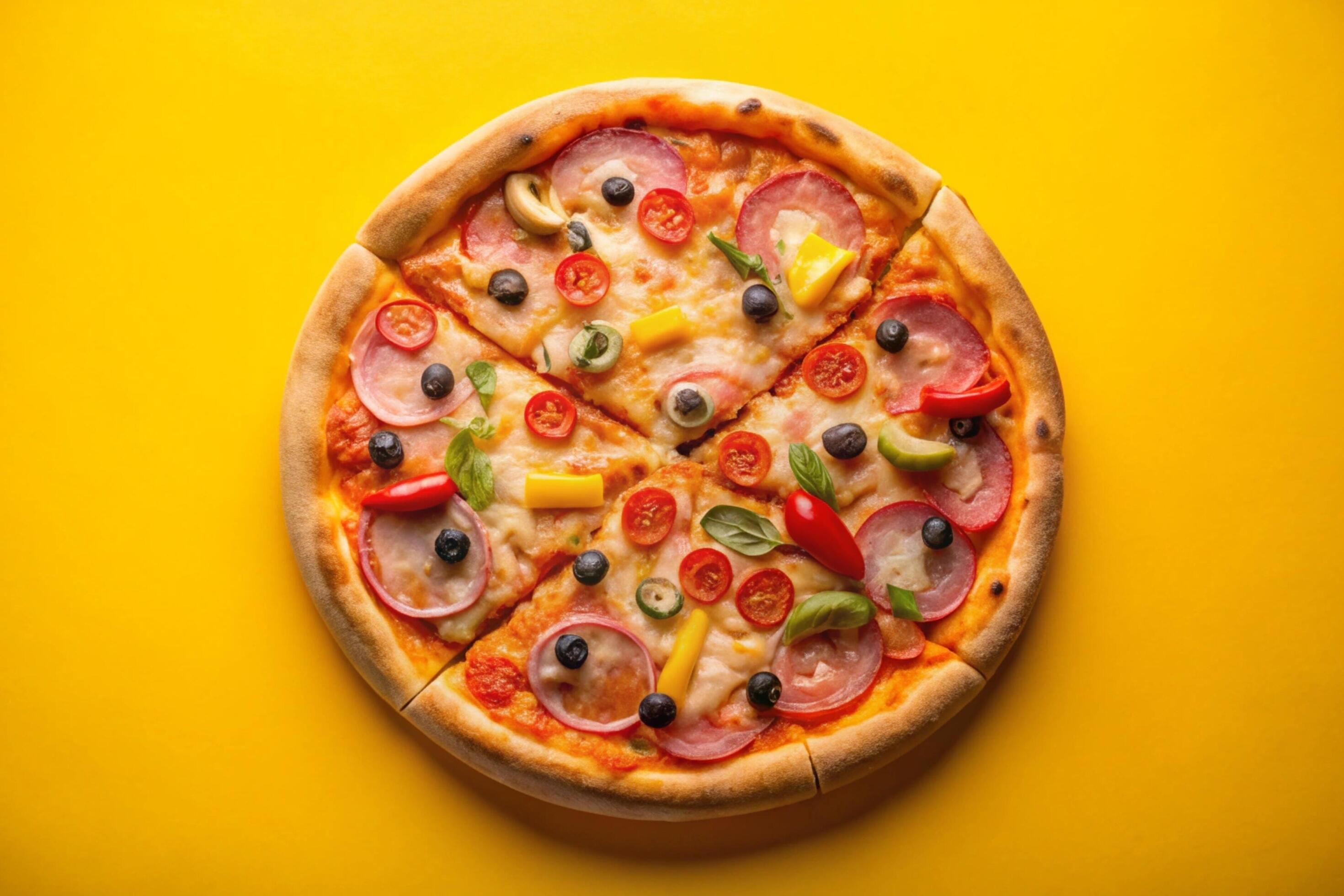 Pizza photo isolated on simple background Stock Free