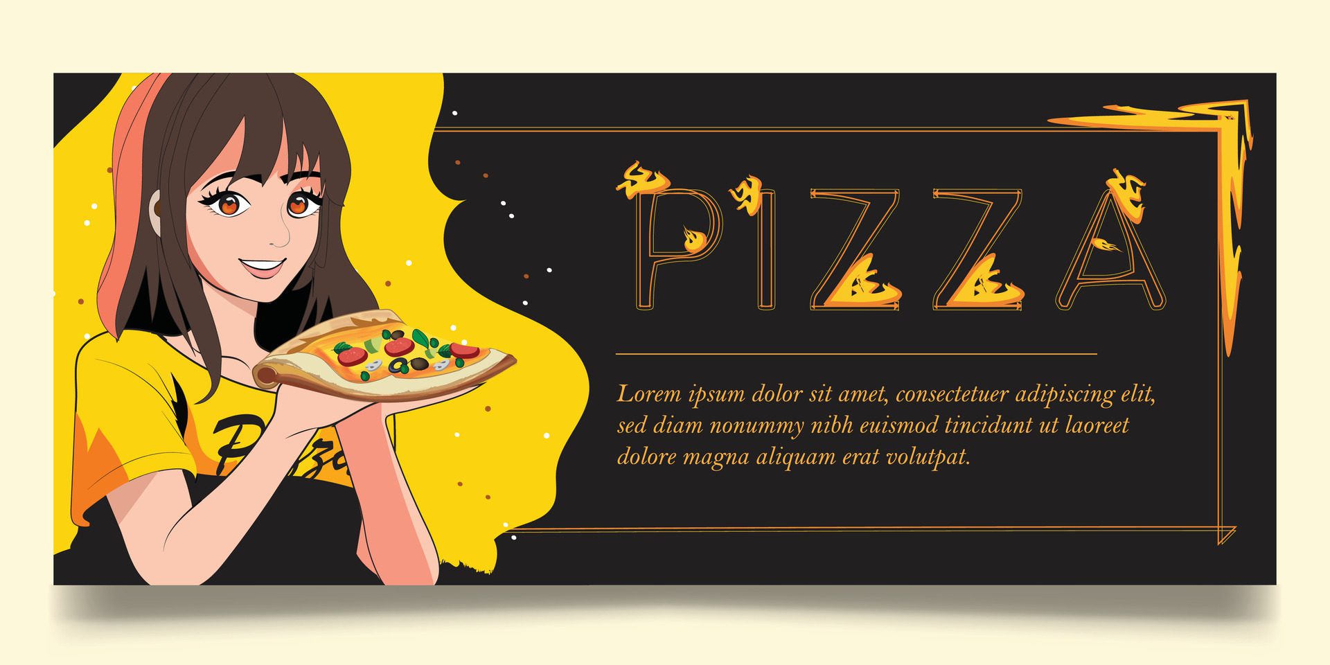 Pizza and fast food banner design Free Vector