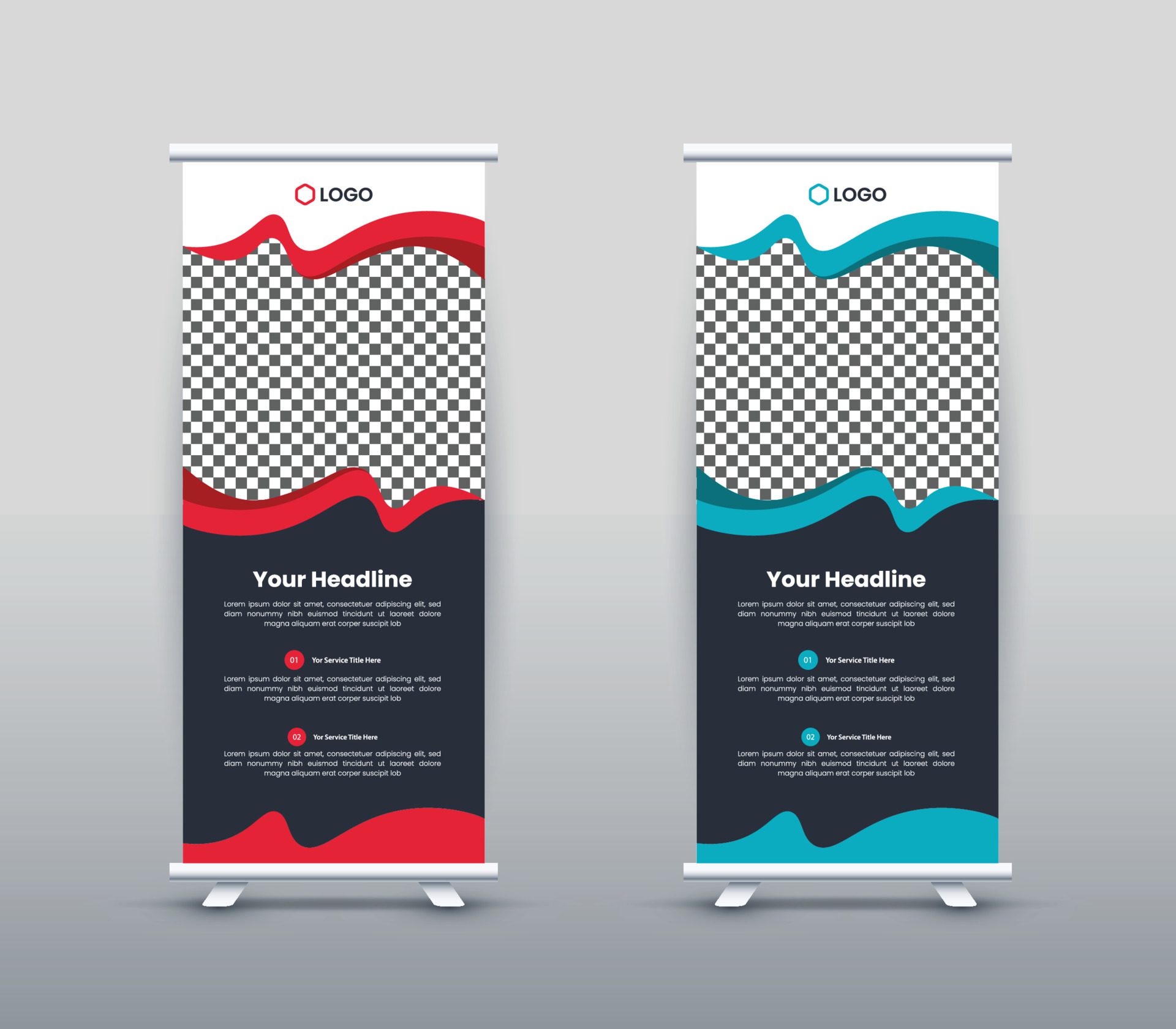 Modern and Corporate Professional Roll up Banner design Free Vector