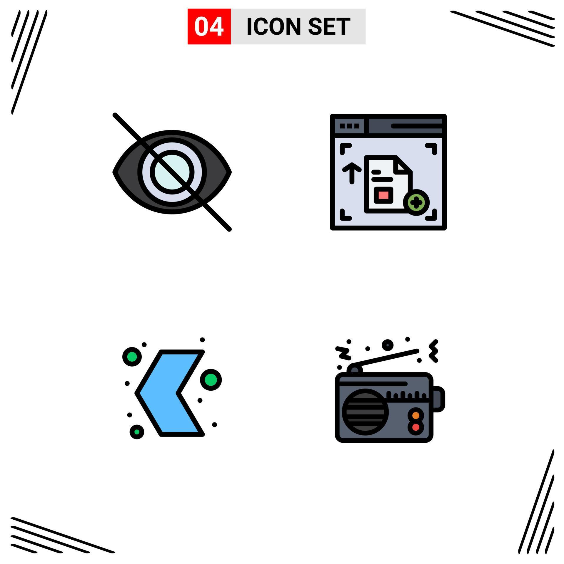 4 Creative Icons Modern Signs and Symbols of disable multimedia interface arrow radio Editable Vector Design Elements Stock Free