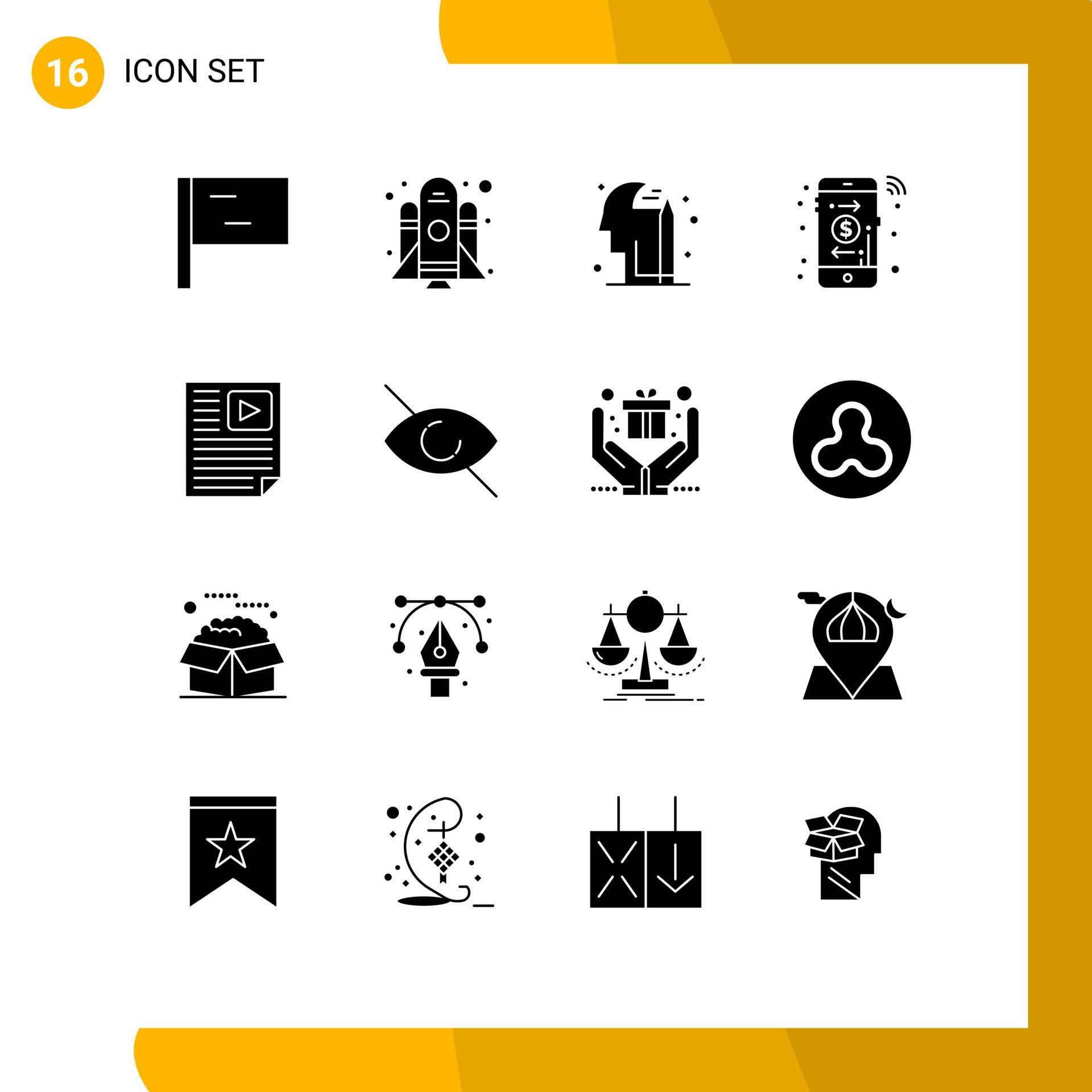 16 Creative Icons Modern Signs and Symbols of deny video arrow report page Editable Vector Design Elements Stock Free